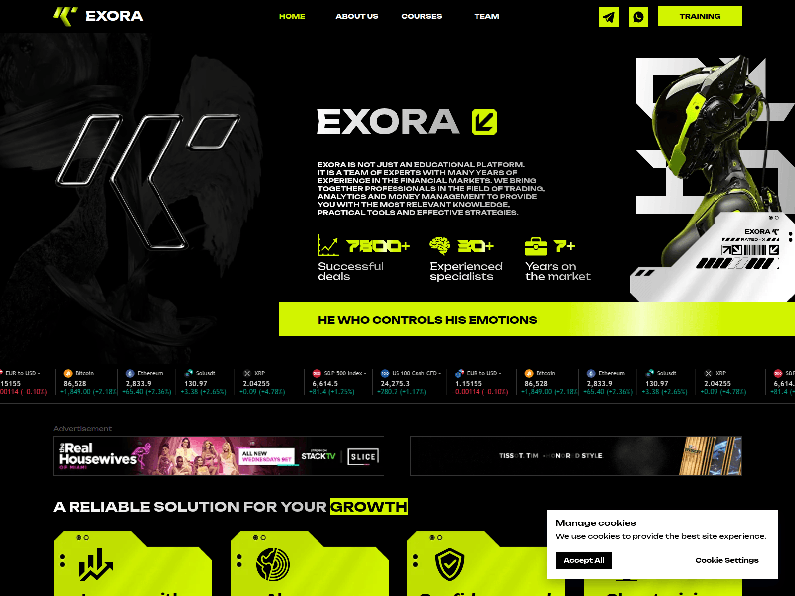 Screenshot of exorahigh.com