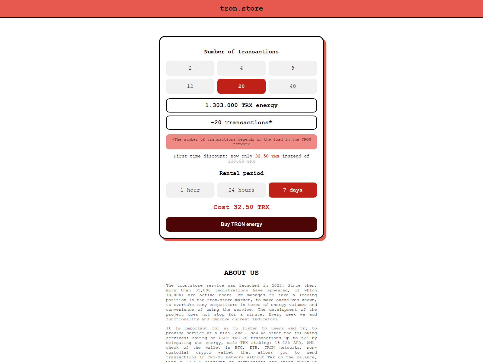 Screenshot of trxnetwork.com