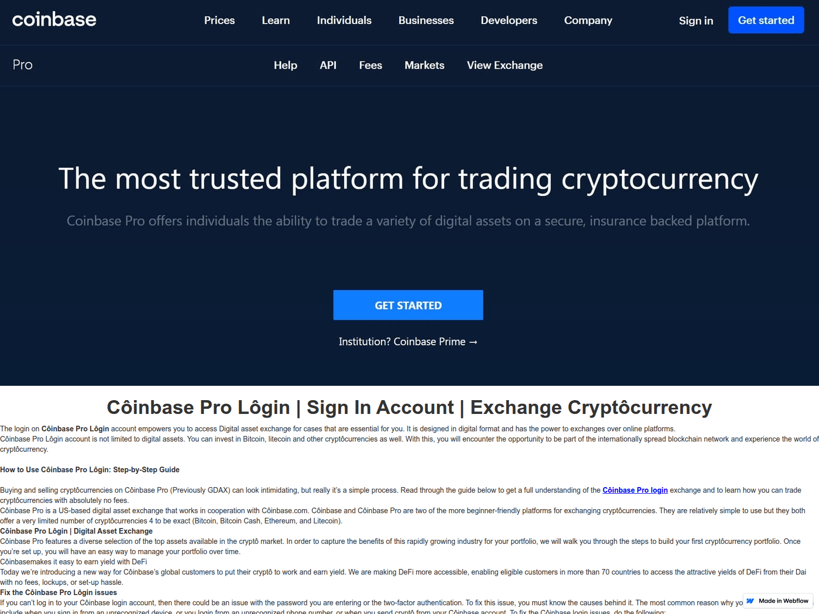 Screenshot of xn--cinbaseprologin-lobk.webflow.io