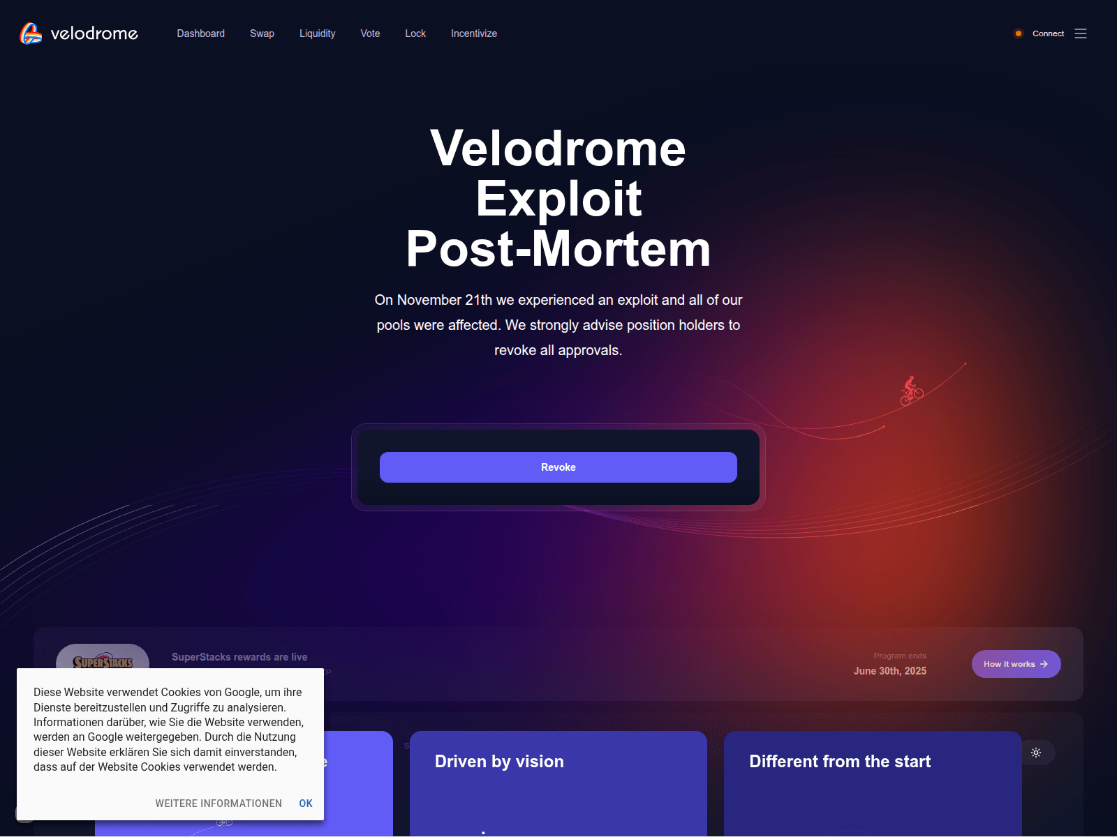 Screenshot of revoke-veloedrome.com