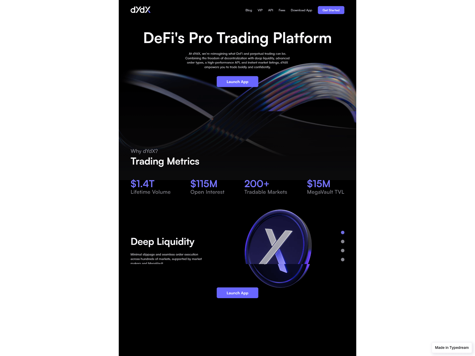 Screenshot of dydx-dex-exchange.typedream.app