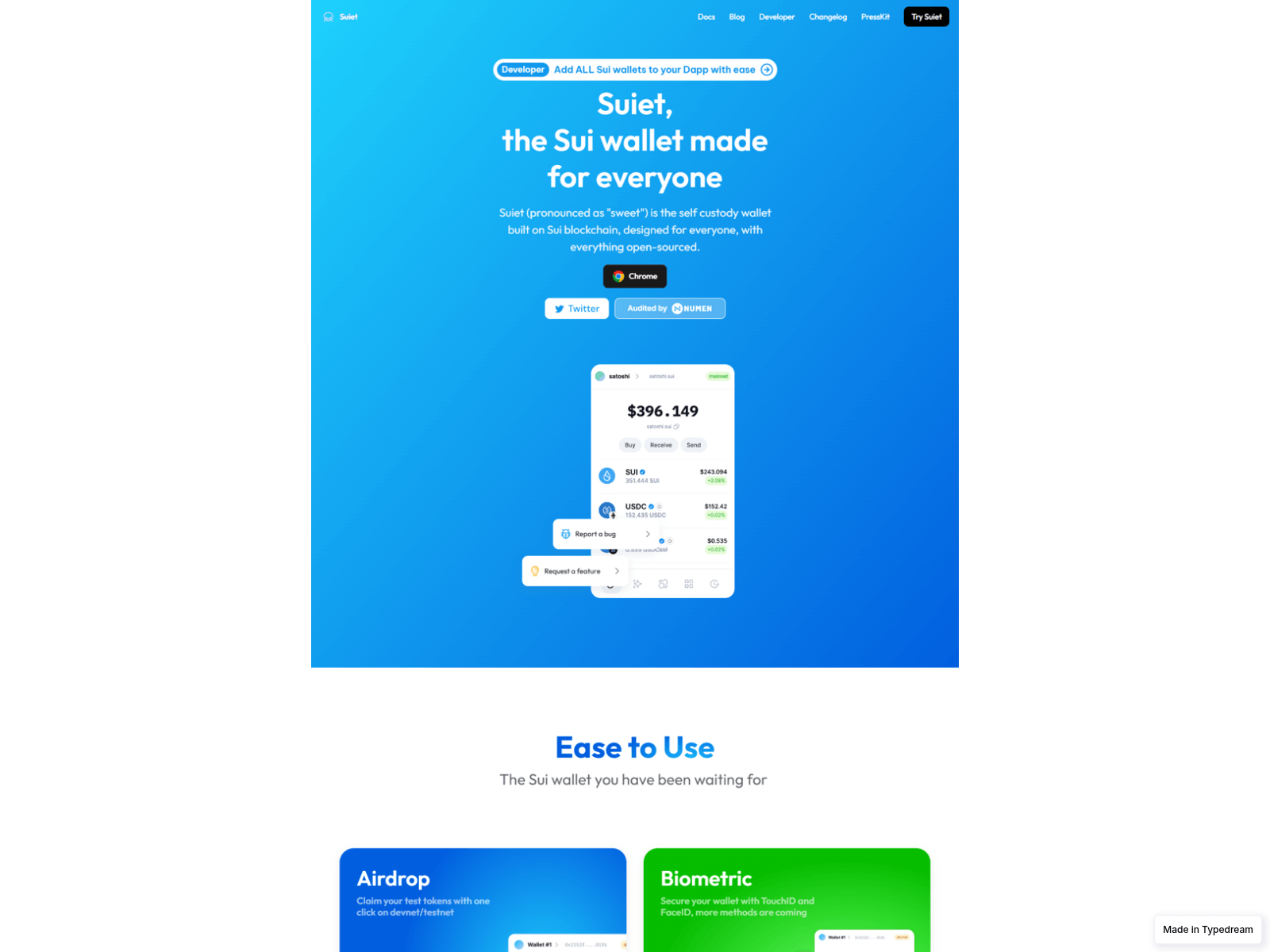 Screenshot of sui-wallet-extension-app.typedream.app
