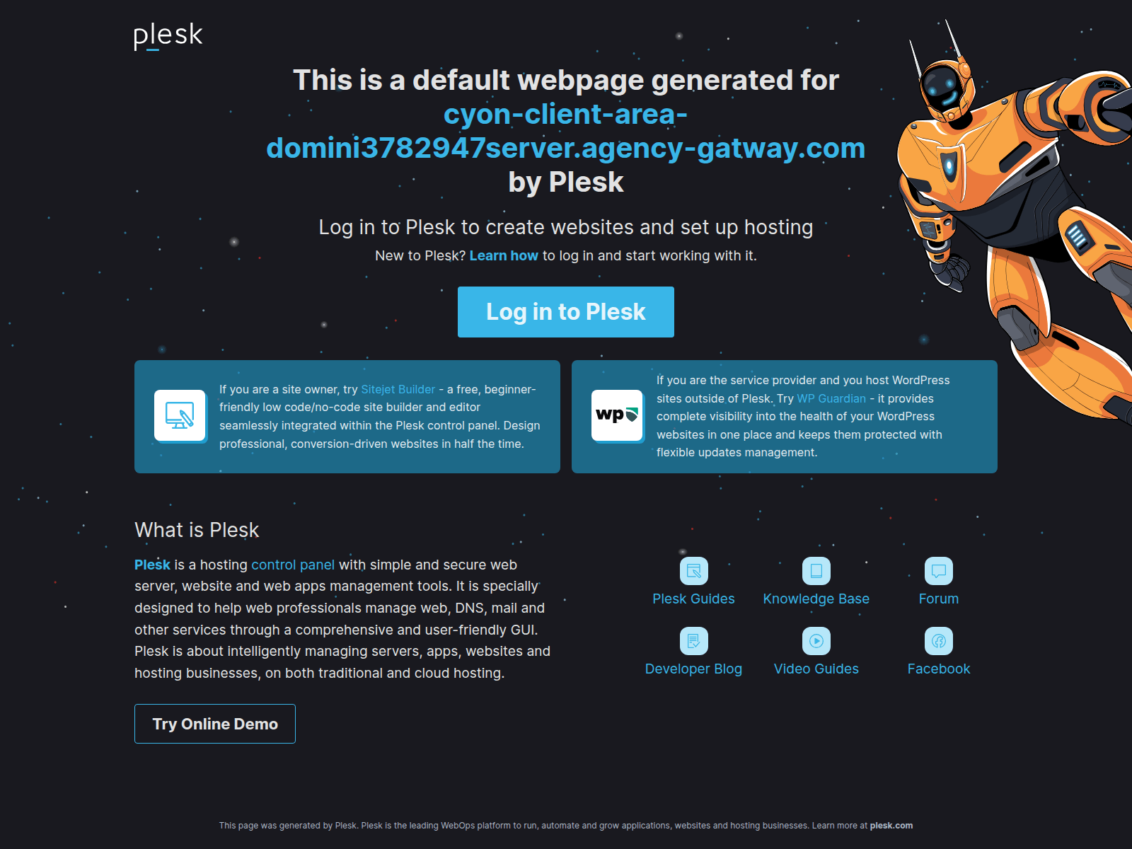 Screenshot of cyon-client-area-domini3782947server.agency-gatway.com