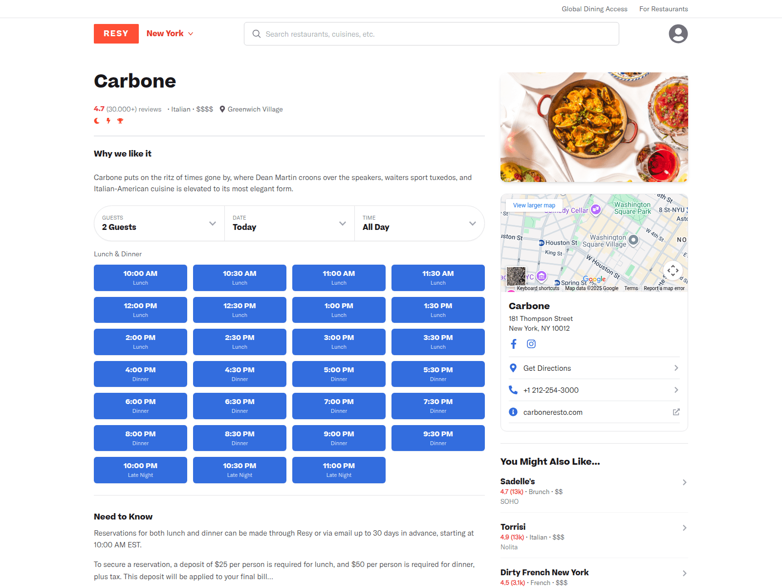 Screenshot of reservationcarbone.com