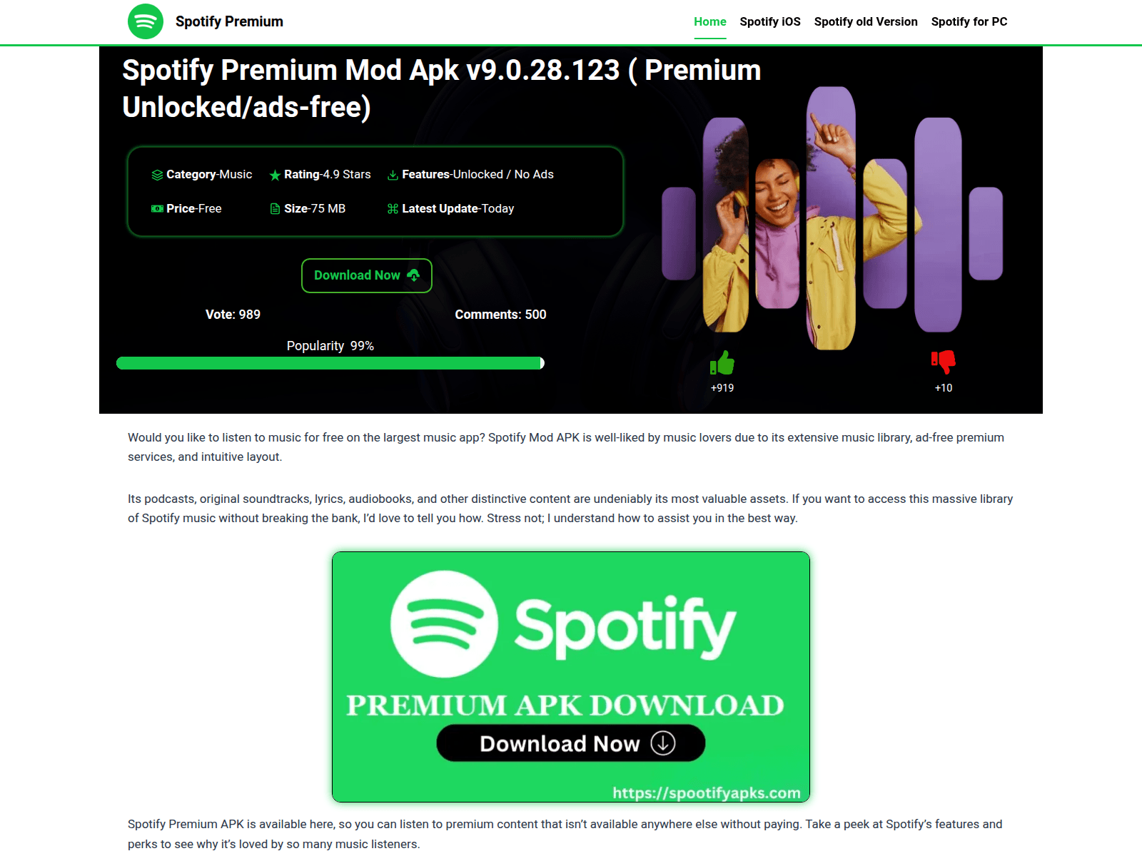 Screenshot of spootifyapks.com