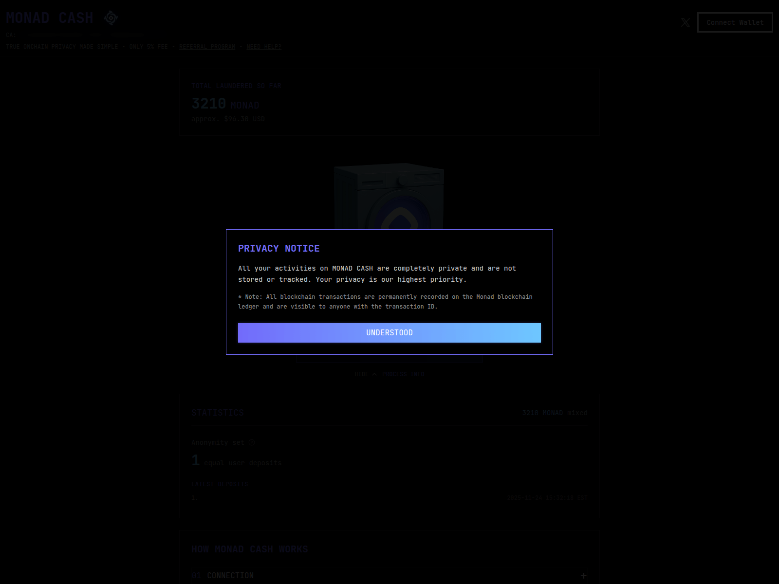 Screenshot of monadmix.cash