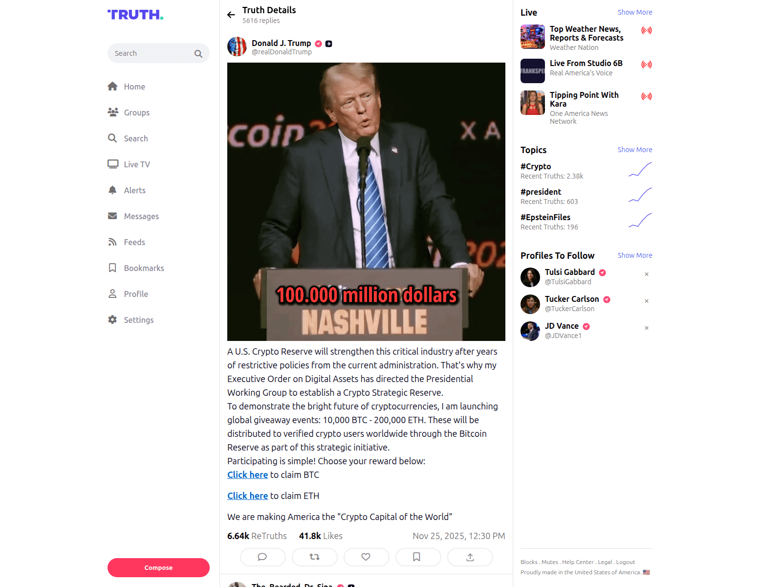 Screenshot of trumpsgive.com