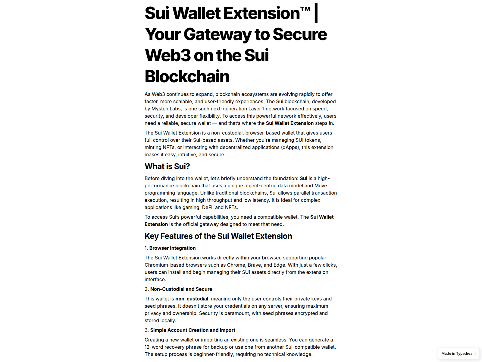 Screenshot of sui-wallet-extnsonn.typedream.app