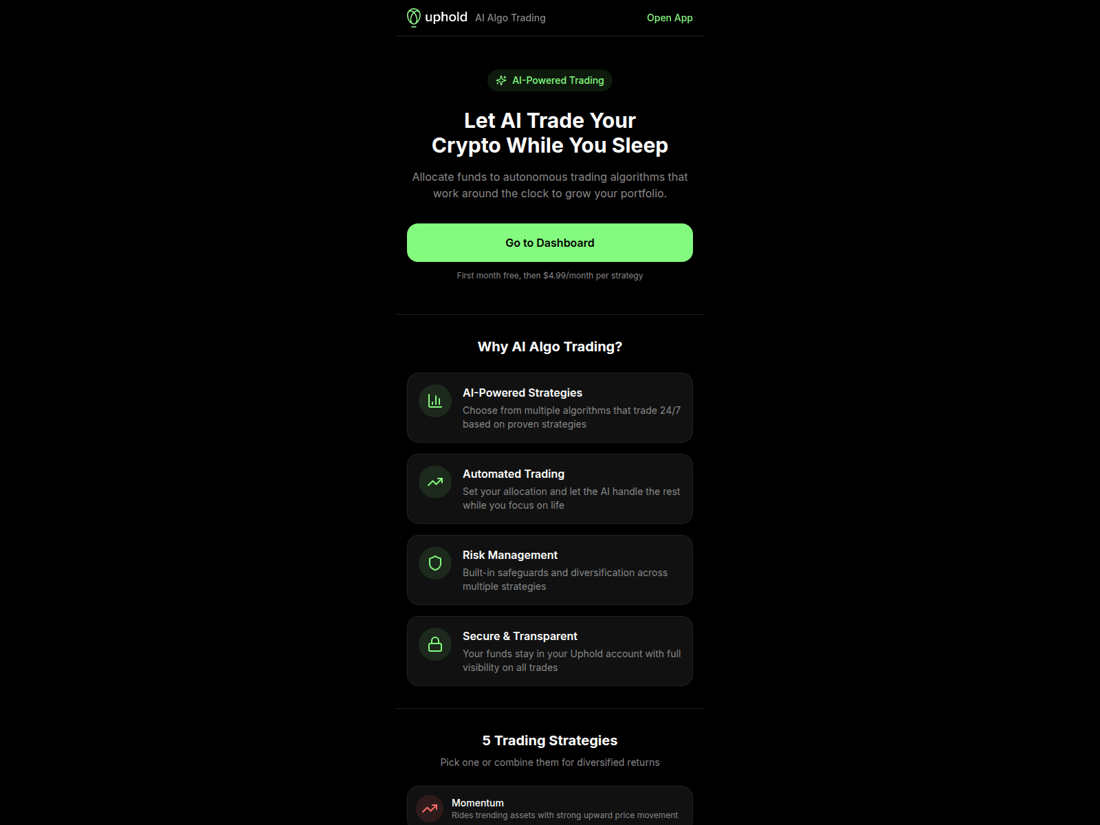 Screenshot of trade.upholdagent.com