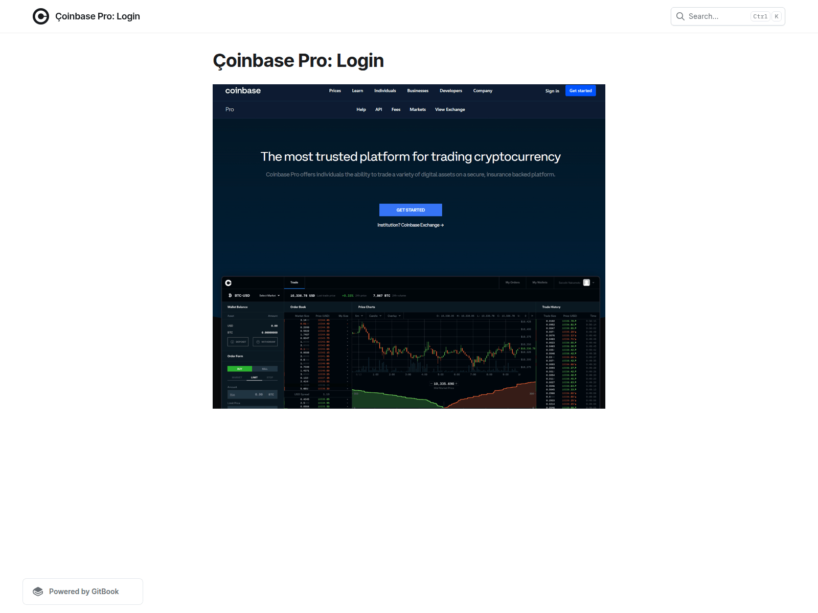 Screenshot of coinbasepro-login-io.gitbook.io