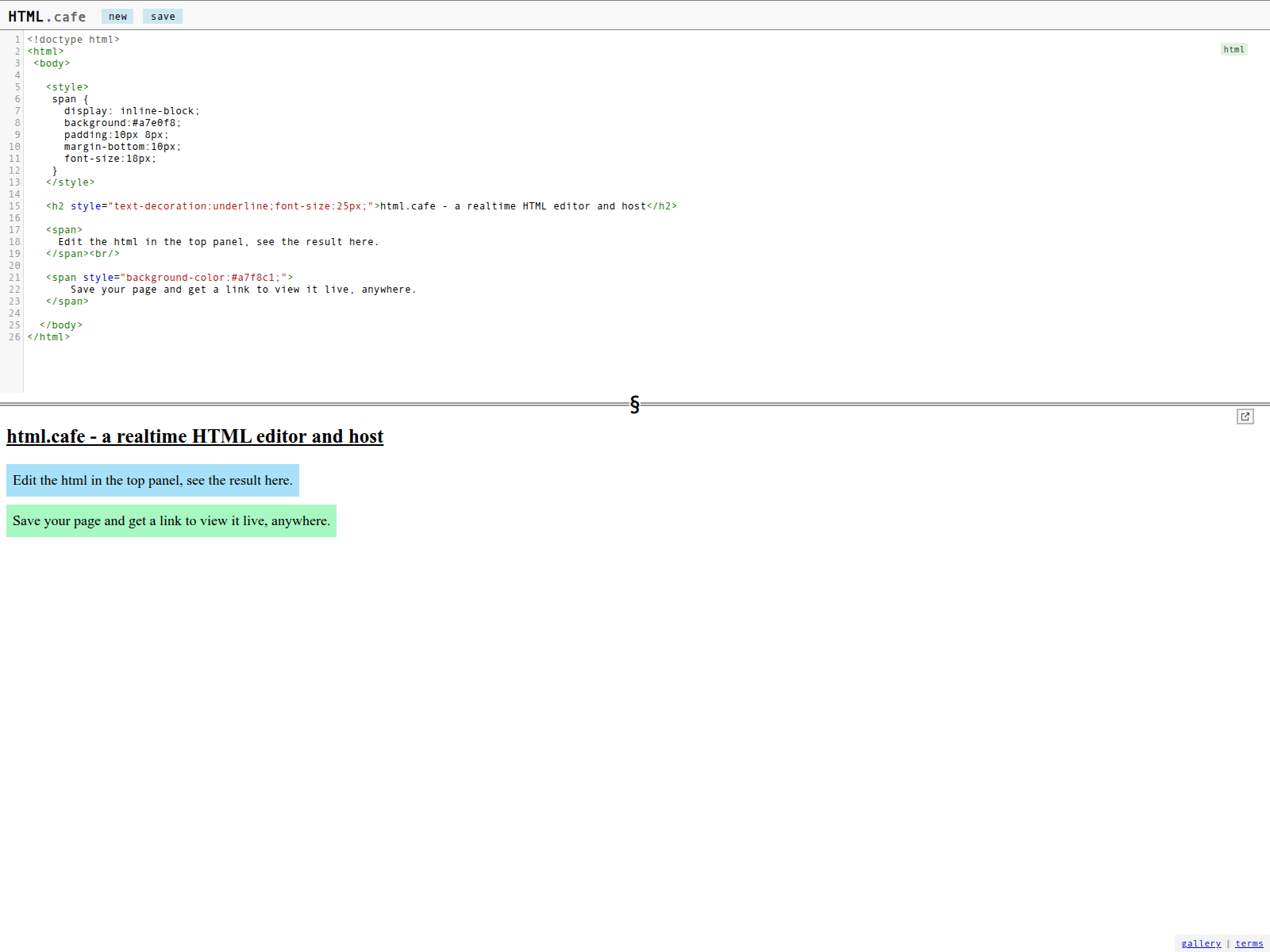 Screenshot of html.cafe