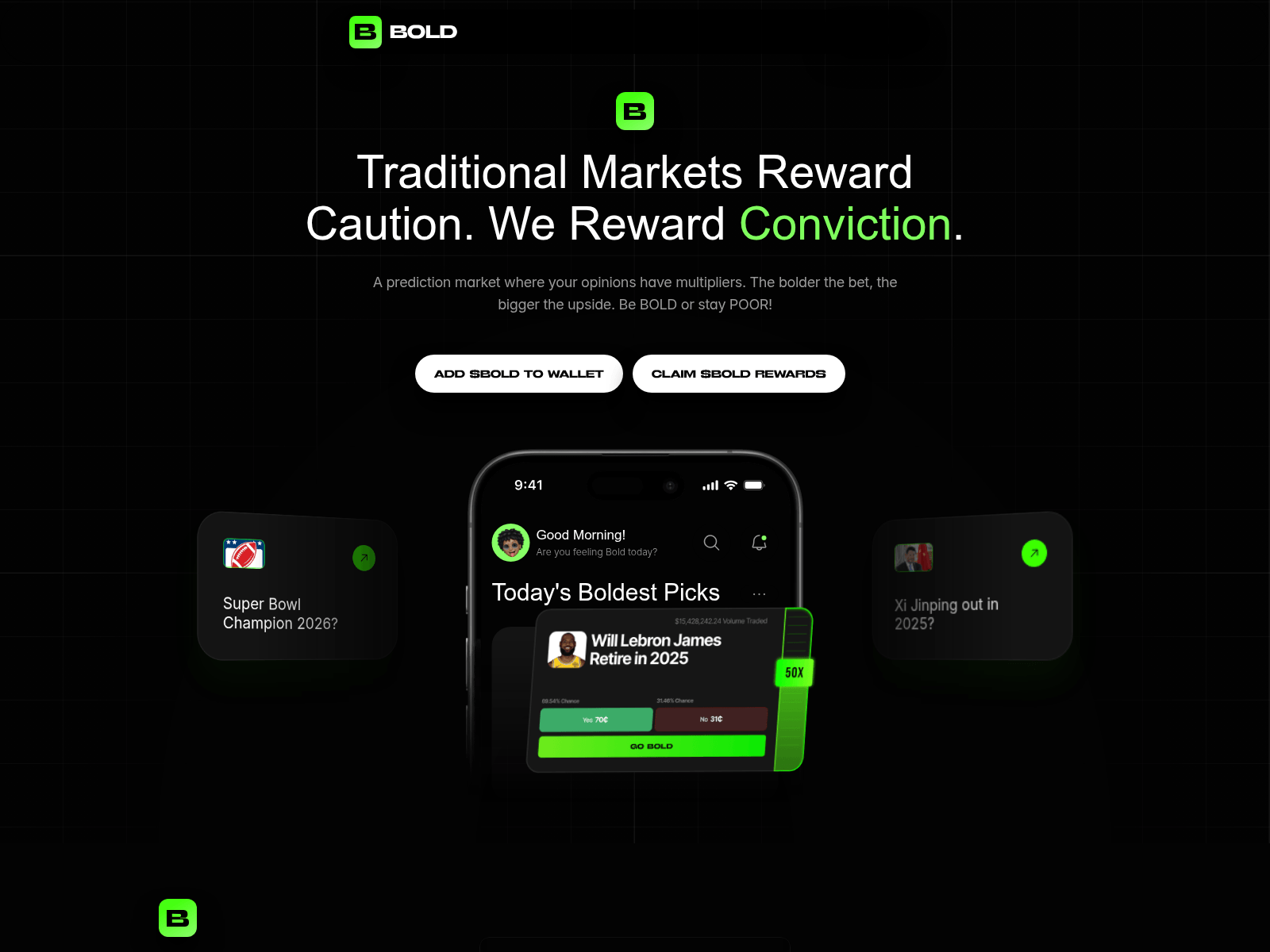 Screenshot of predictwithbold.xyz