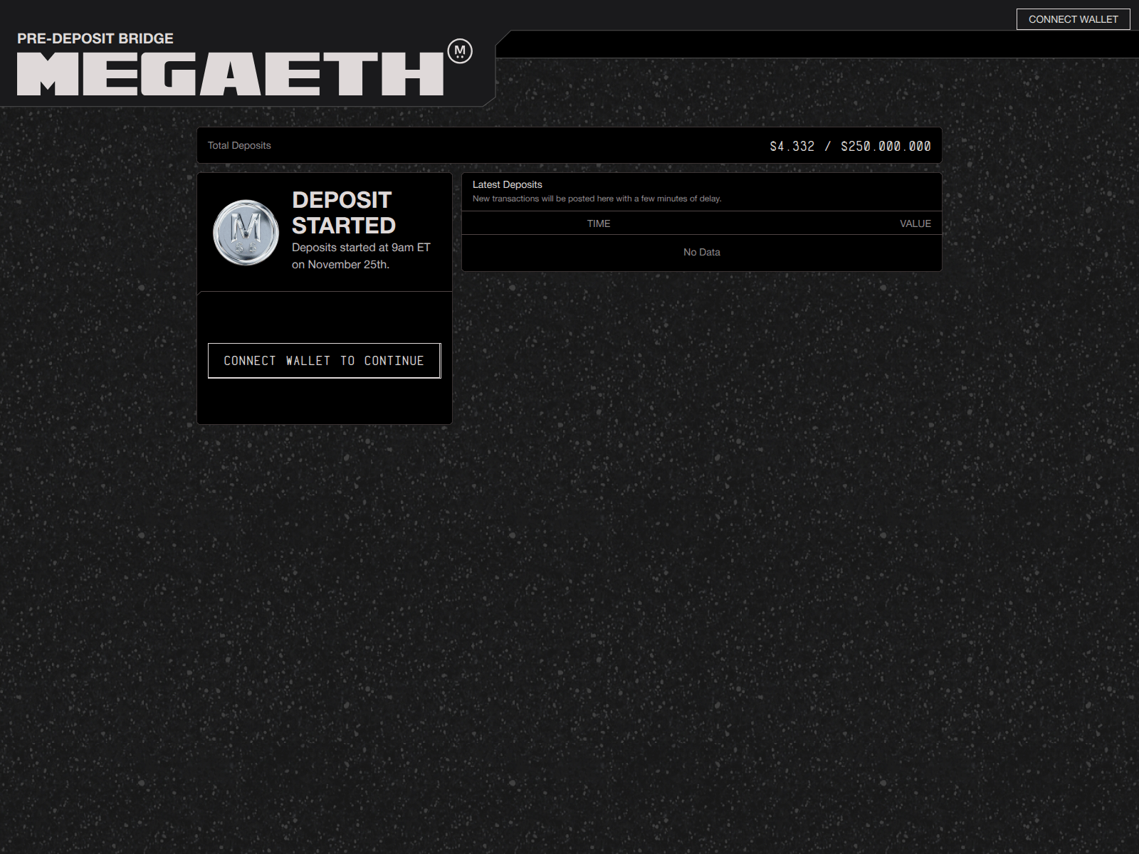 Screenshot of bridgemegaeth.io