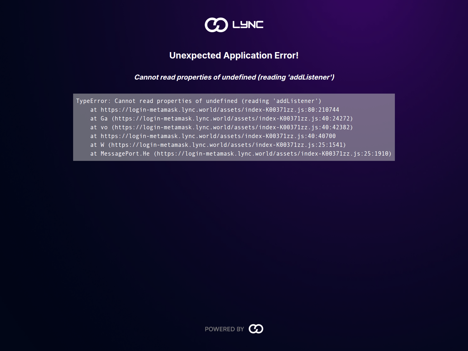 Screenshot of login-metamask.lync.world