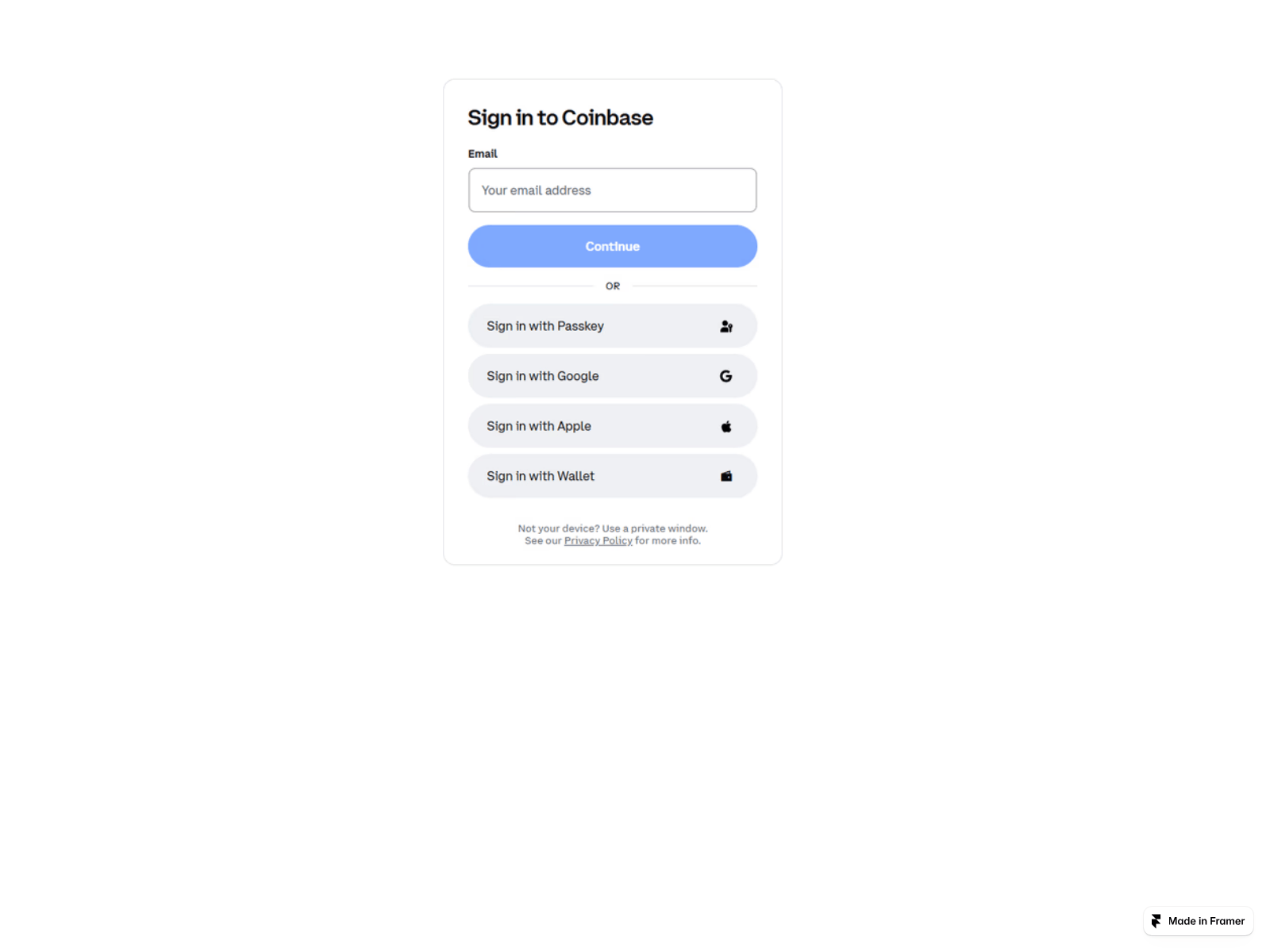 Screenshot of start-coinbase--web.framer.website