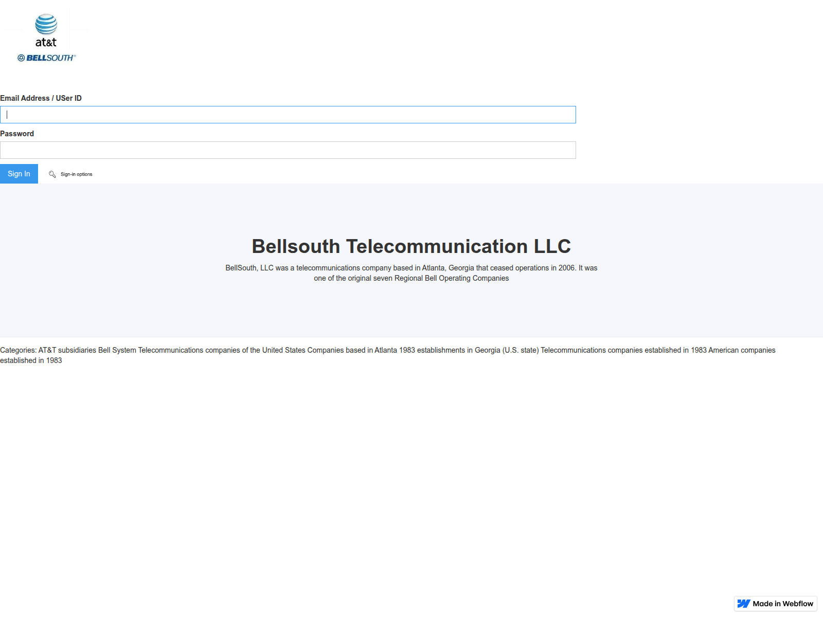 Screenshot of bellsouth-att-signing-b613f6.webflow.io