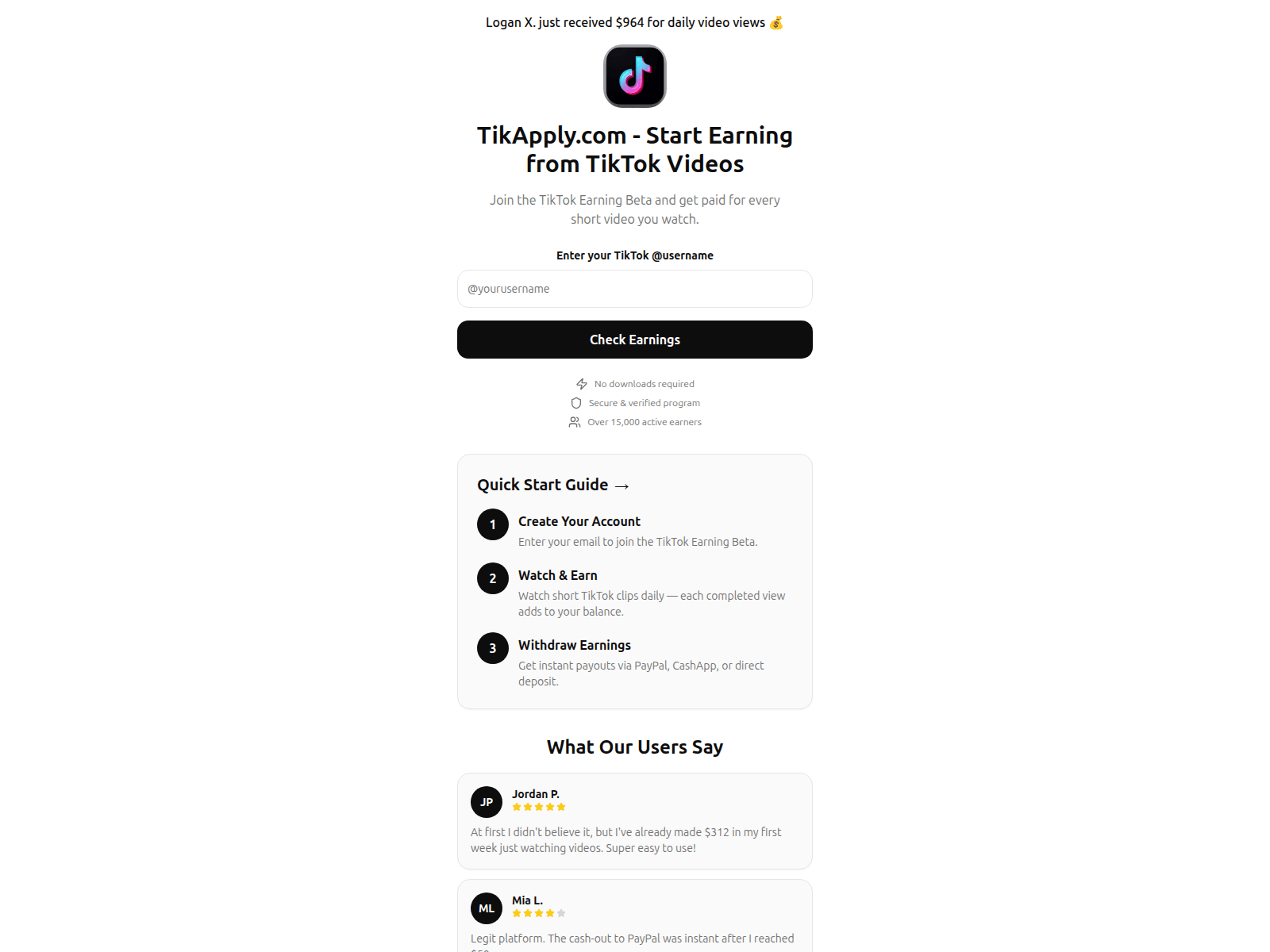 Screenshot of tikapply.com