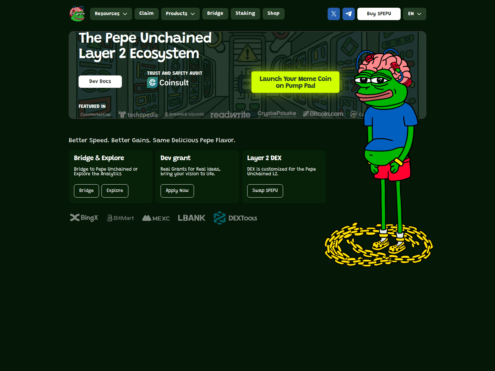 Screenshot of pepe-unchained.xyz