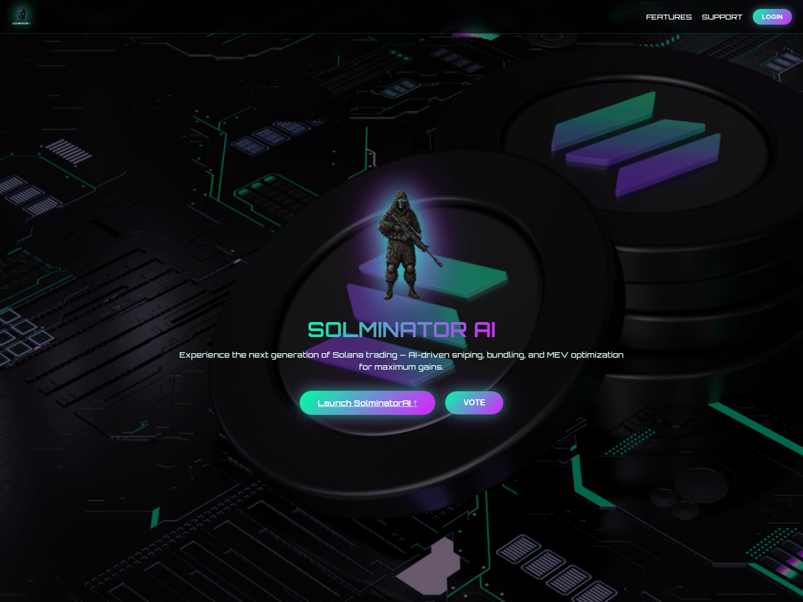 Screenshot of solminatorai.xyz