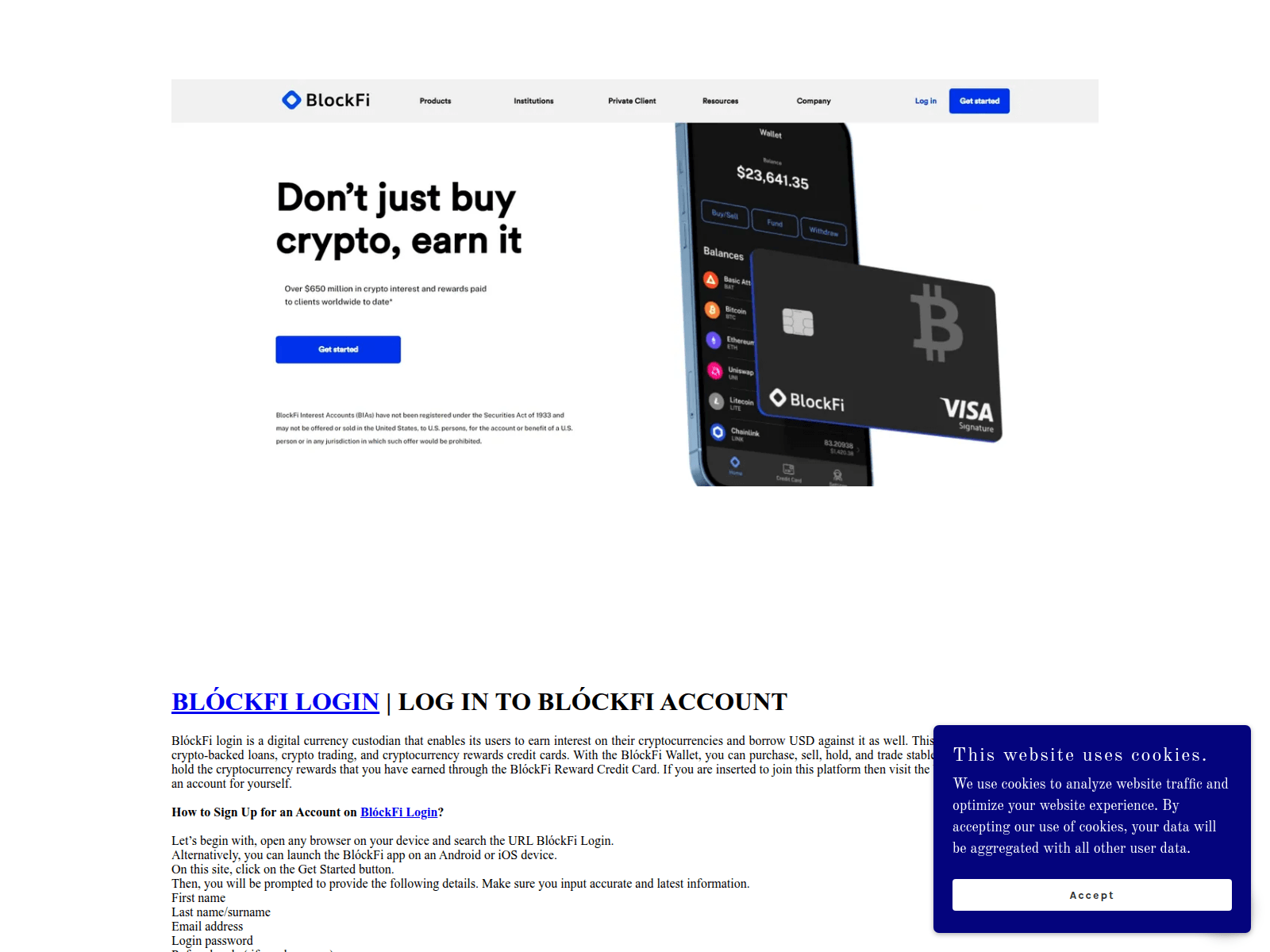 Screenshot of blockixclogin.godaddysites.com