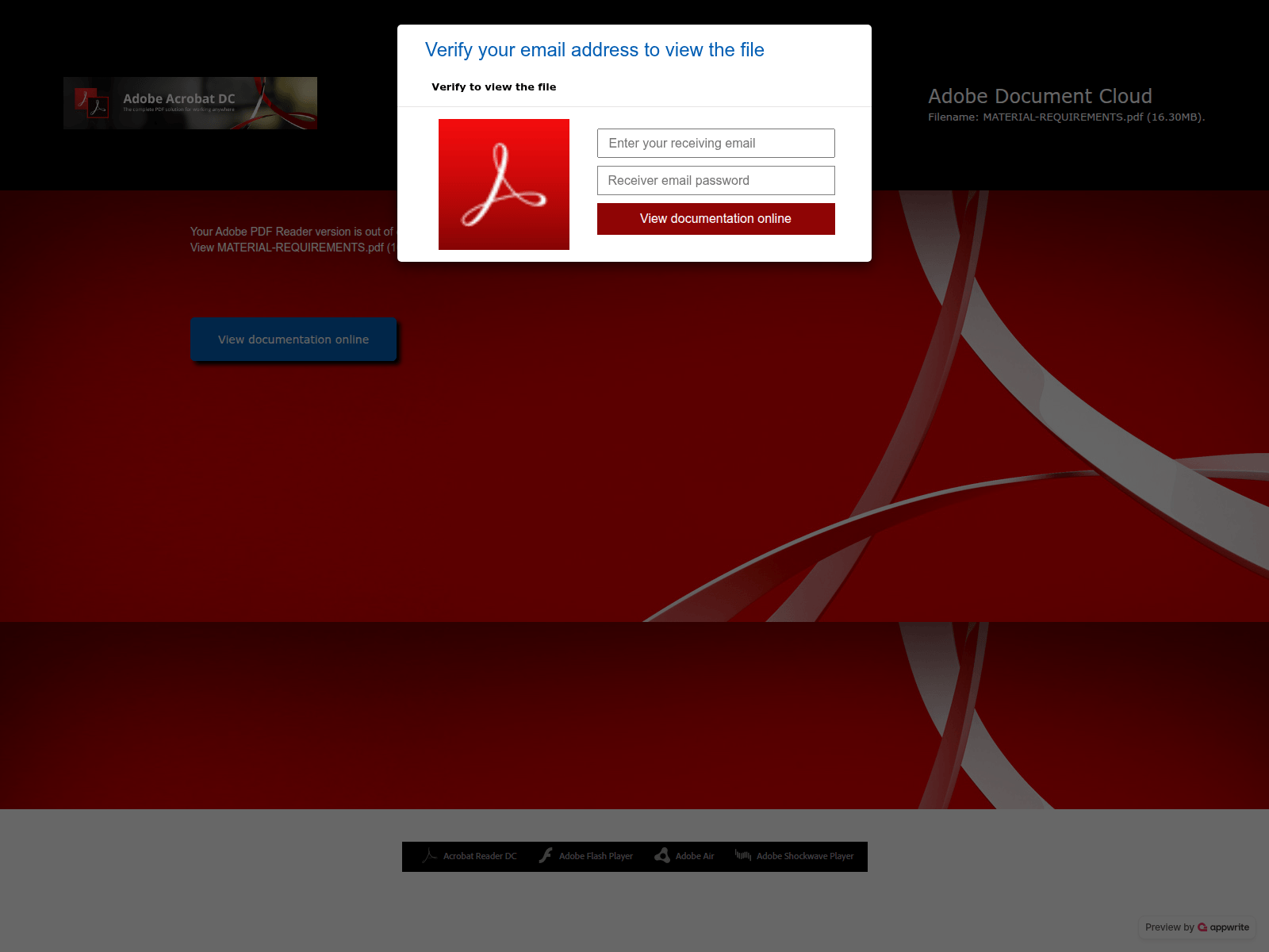 Screenshot of 692799de4101b667ac2c.appwrite.network