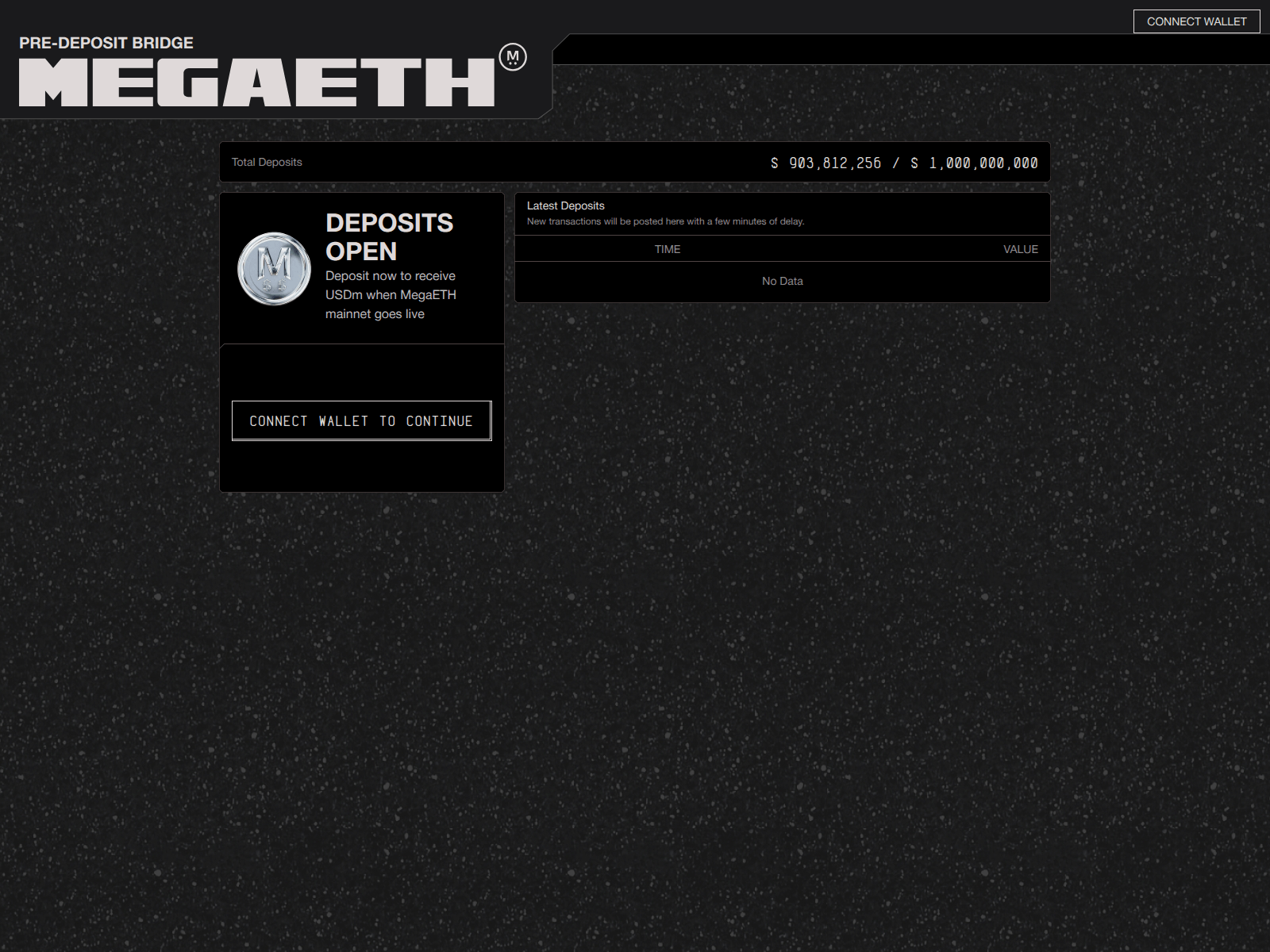 Screenshot of predeposit.megaethi.com
