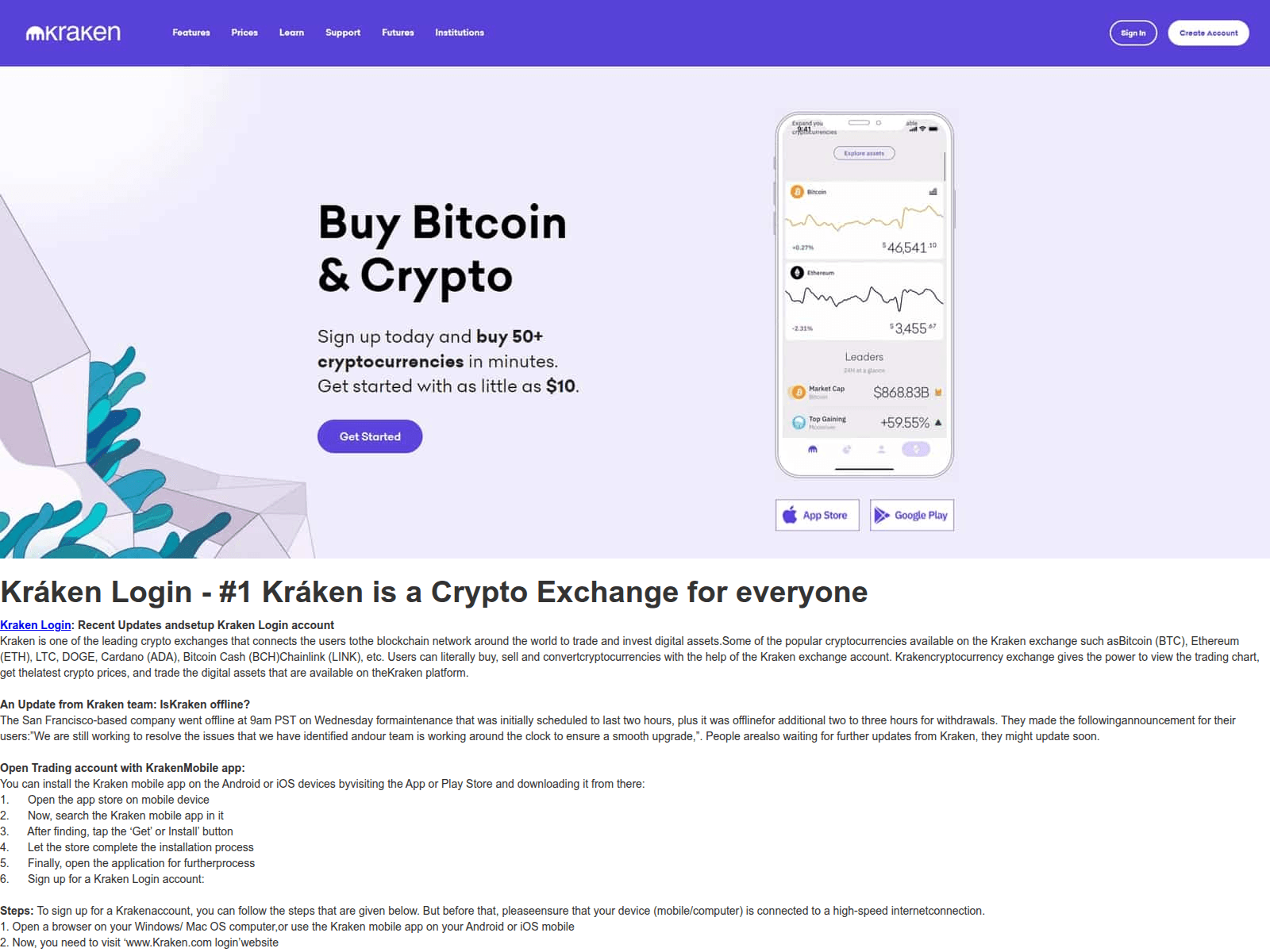 Screenshot of krakenl0ginusa.webflow.io