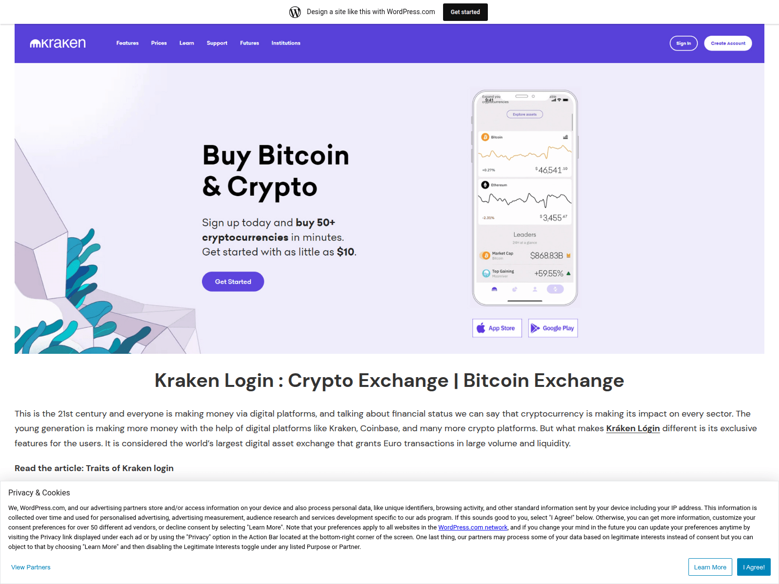 Screenshot of kraikenl0gin.wordpress.com