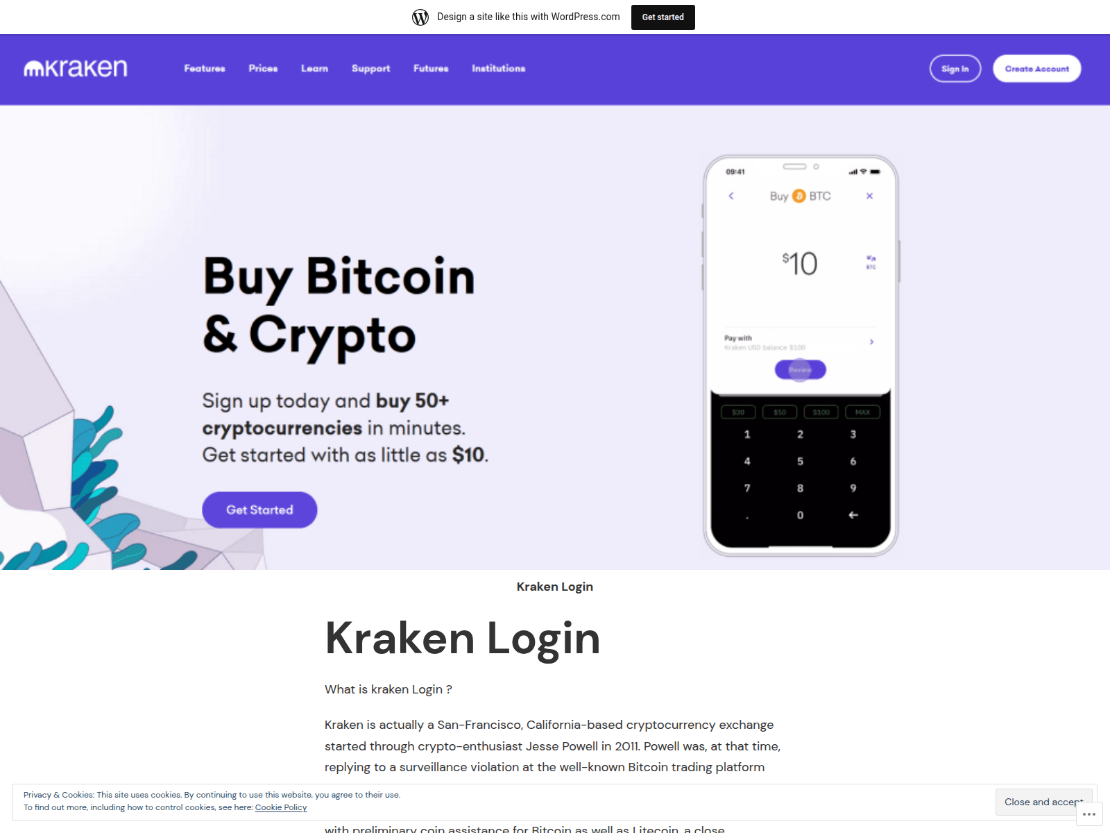 Screenshot of krakeinlogin.wordpress.com