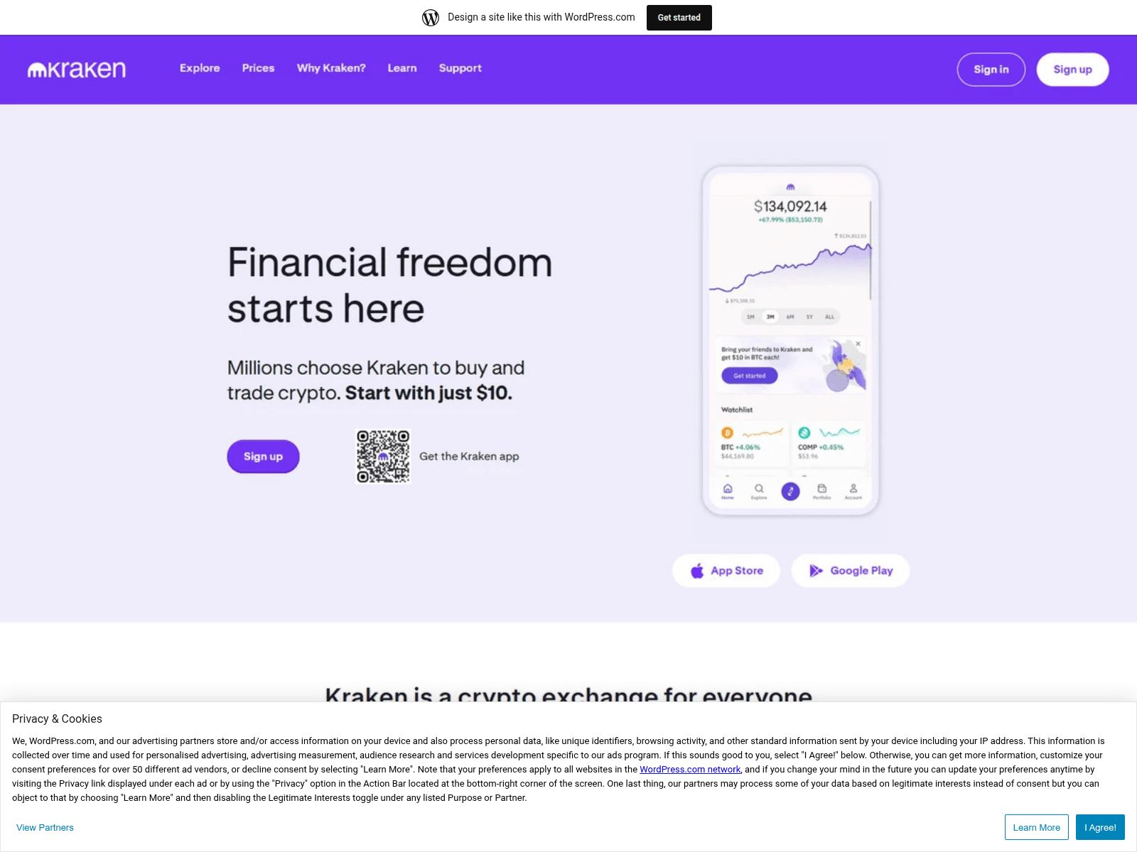 Screenshot of krakenlogin6.wordpress.com
