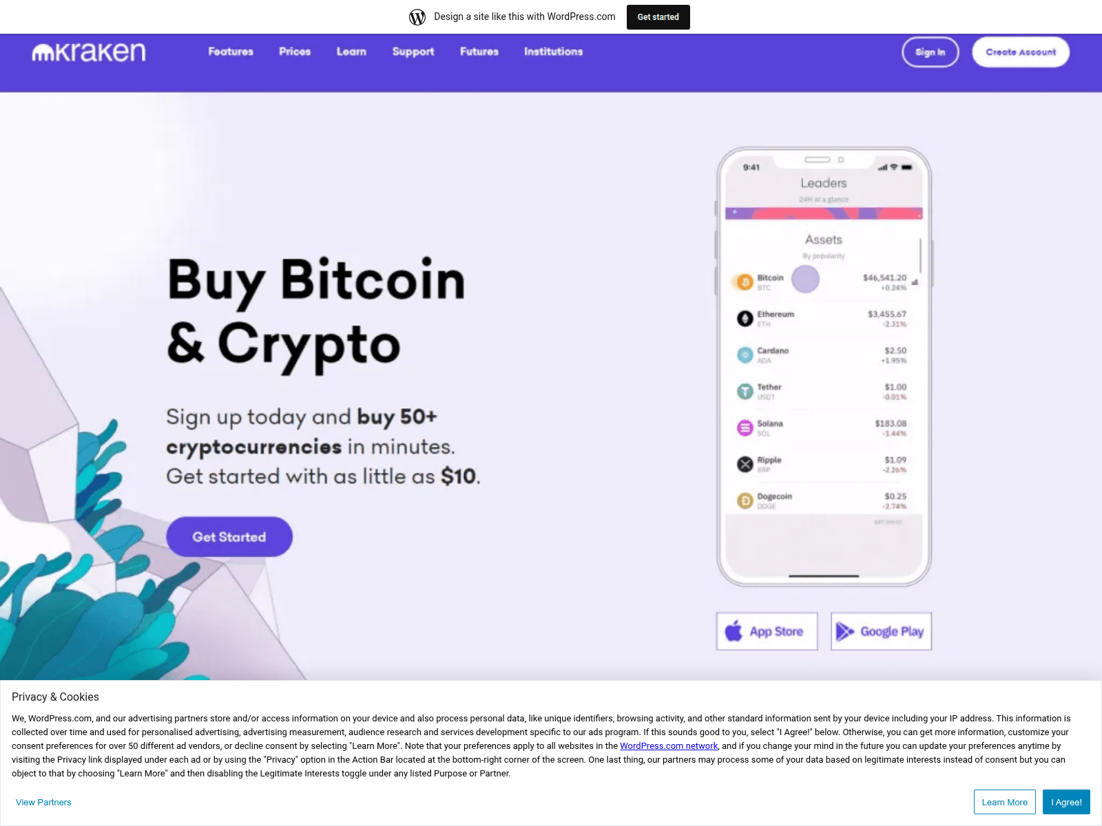 Screenshot of krrakenl0gin.wordpress.com