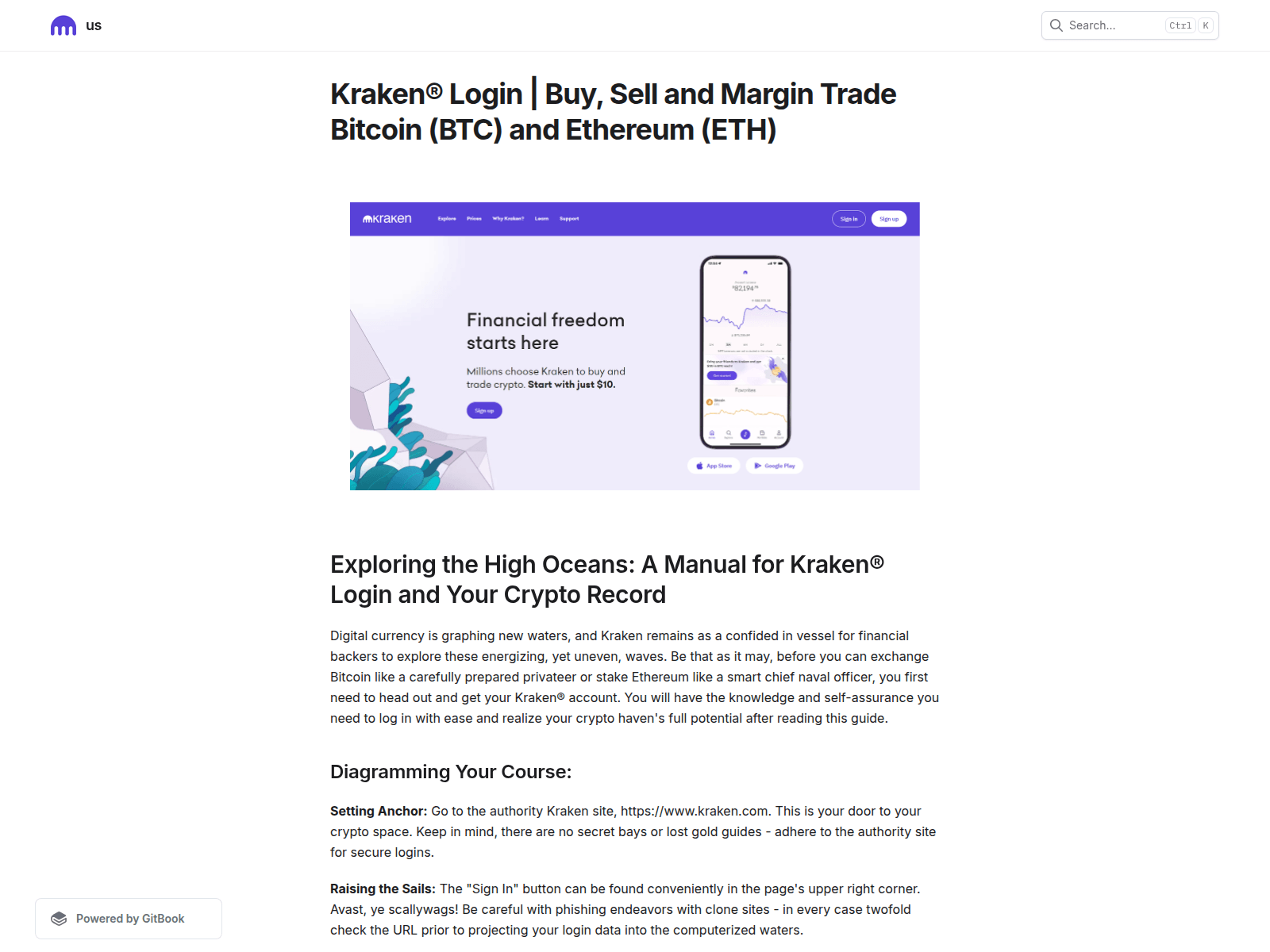Screenshot of help-krakenlogini.gitbook.io