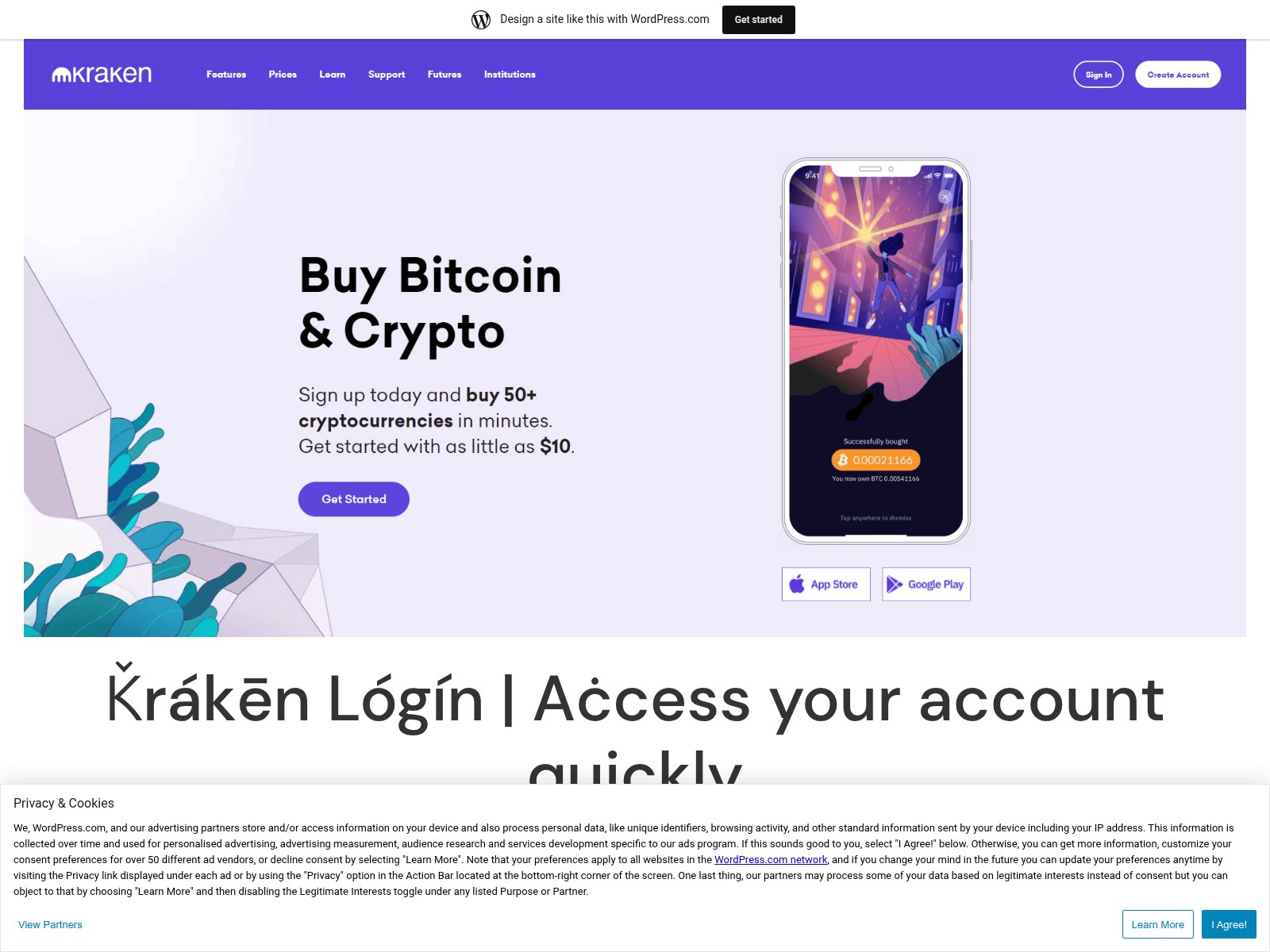 Screenshot of kraknzlogin.wordpress.com