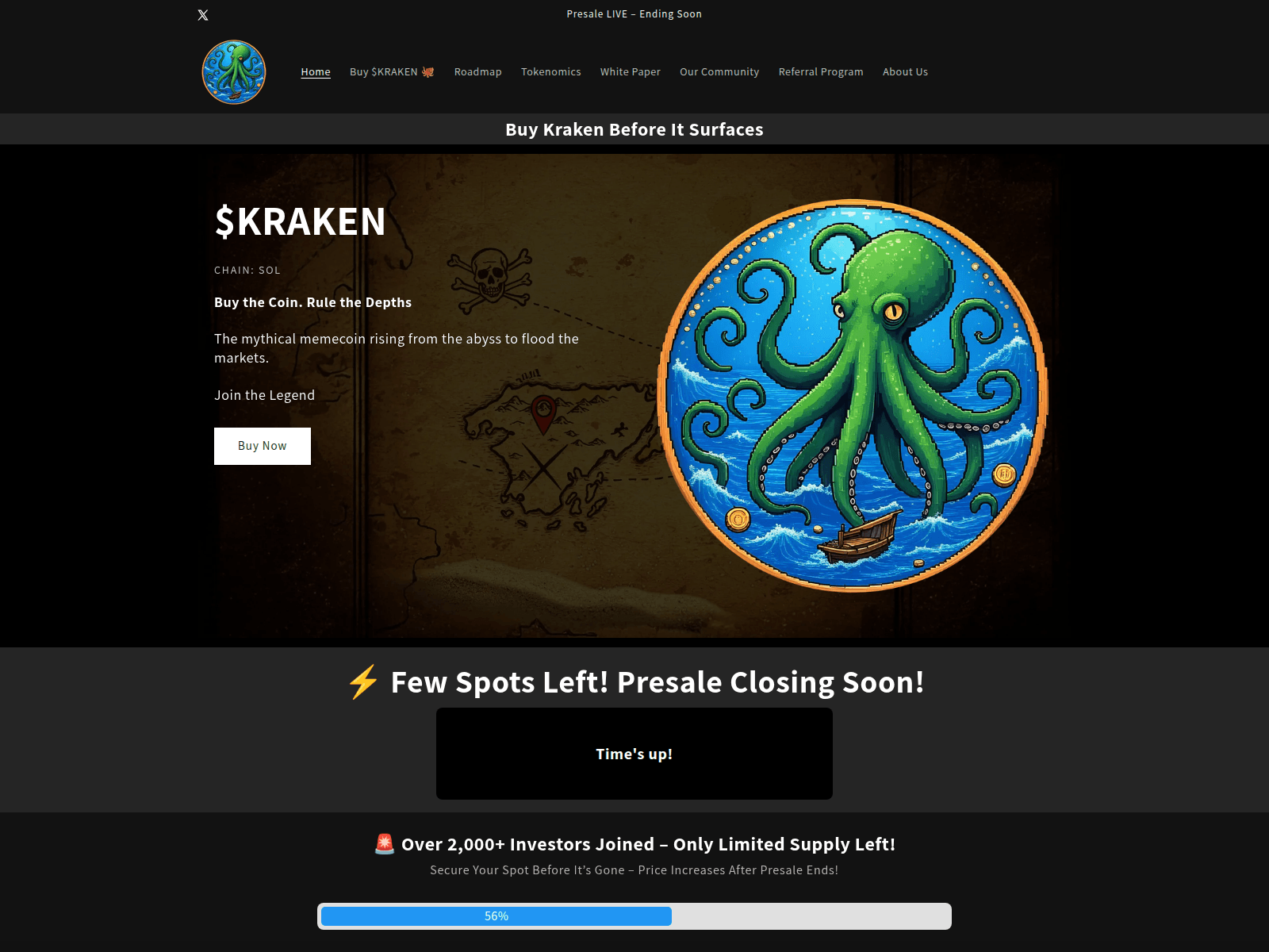 Screenshot of krakencoin.fun