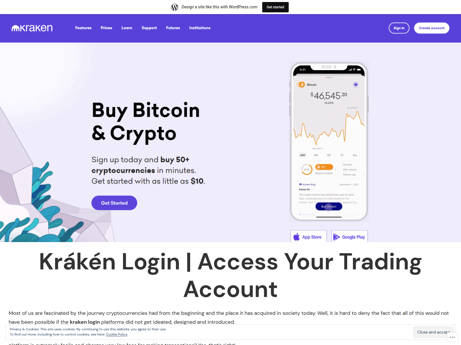 Screenshot of kraukenlogin.wordpress.com