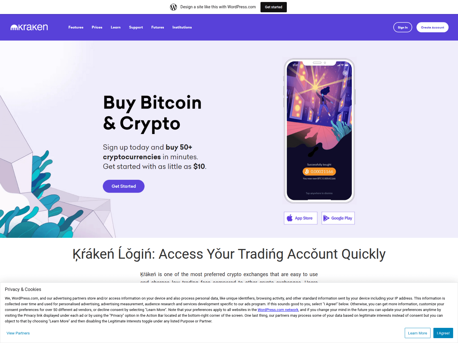 Screenshot of kreekanlogin.wordpress.com