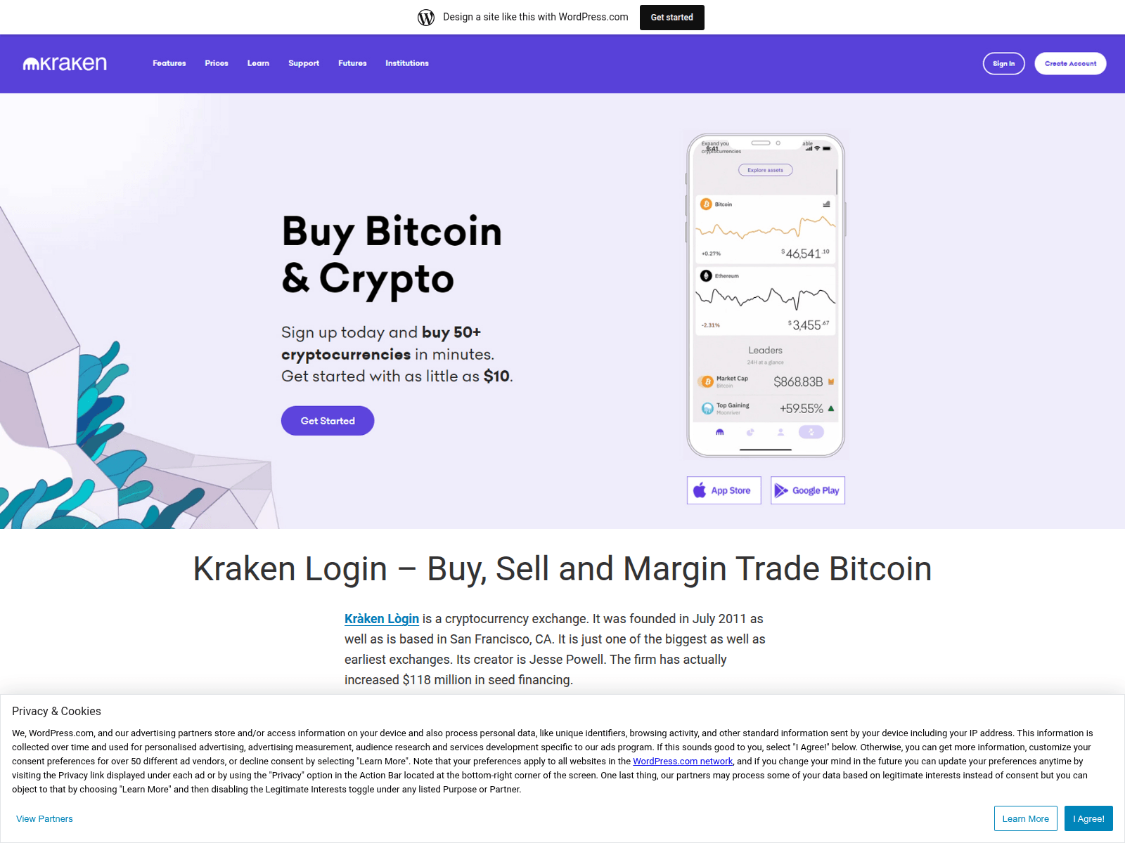 Screenshot of mykrakeenlogin.wordpress.com