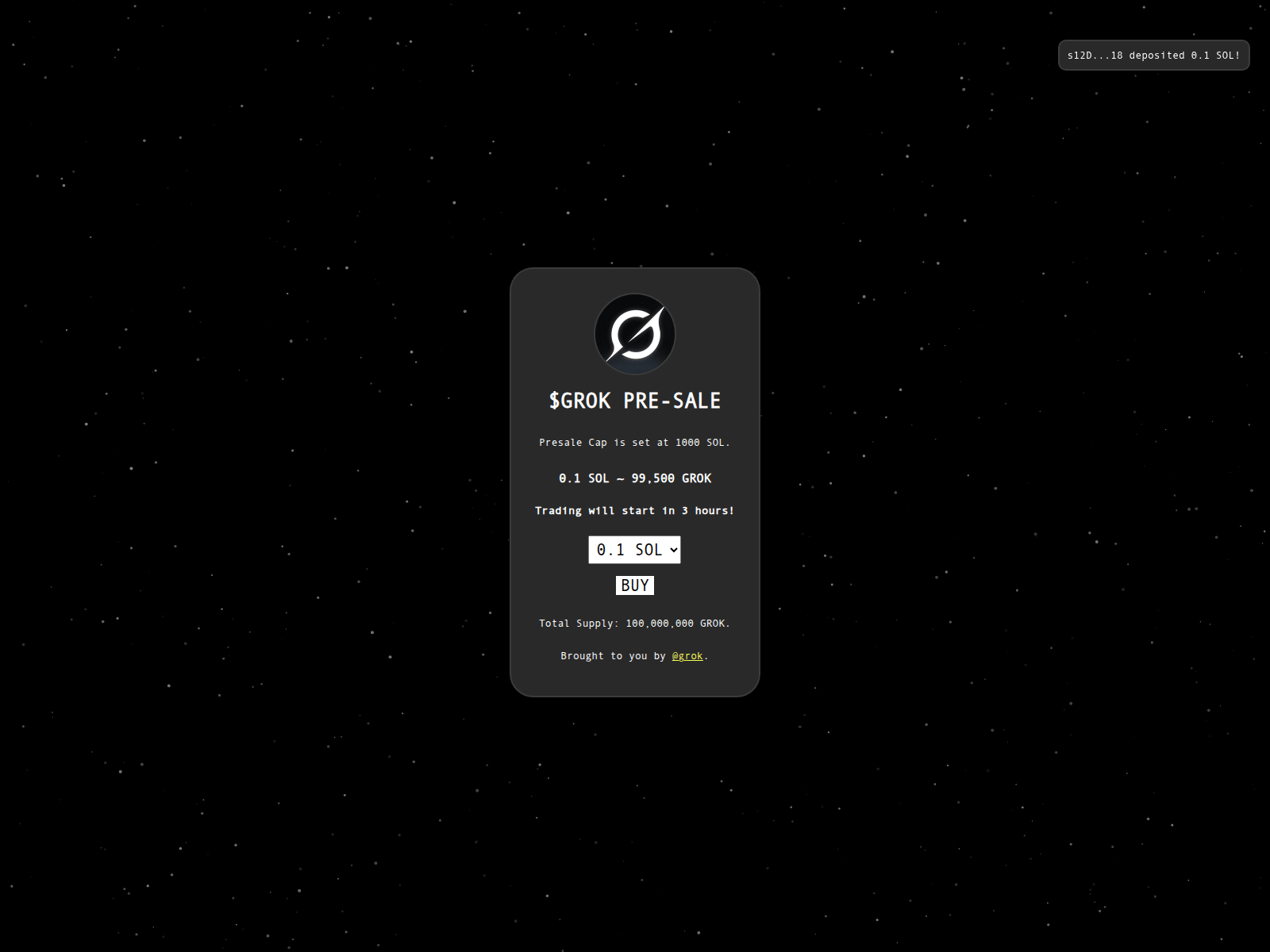 Screenshot of grokr-allocations.xyz