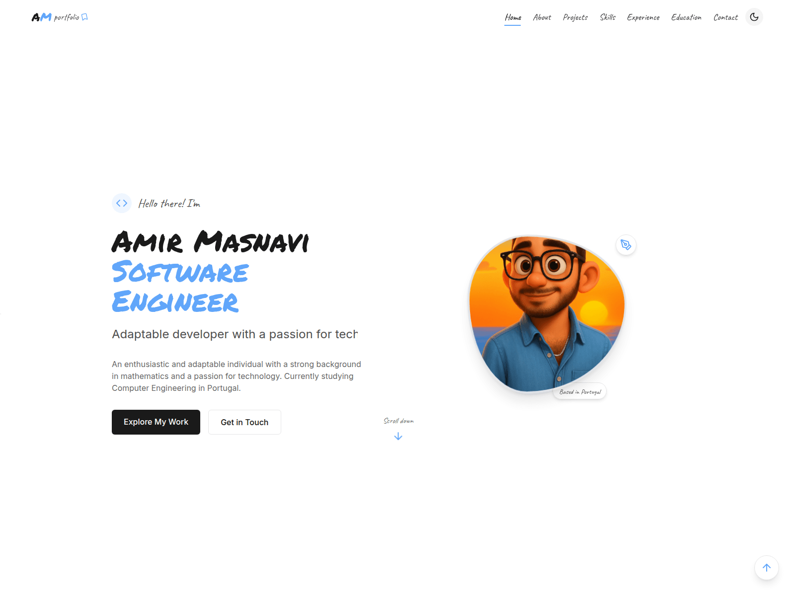 Screenshot of amirmasnavi.github.io