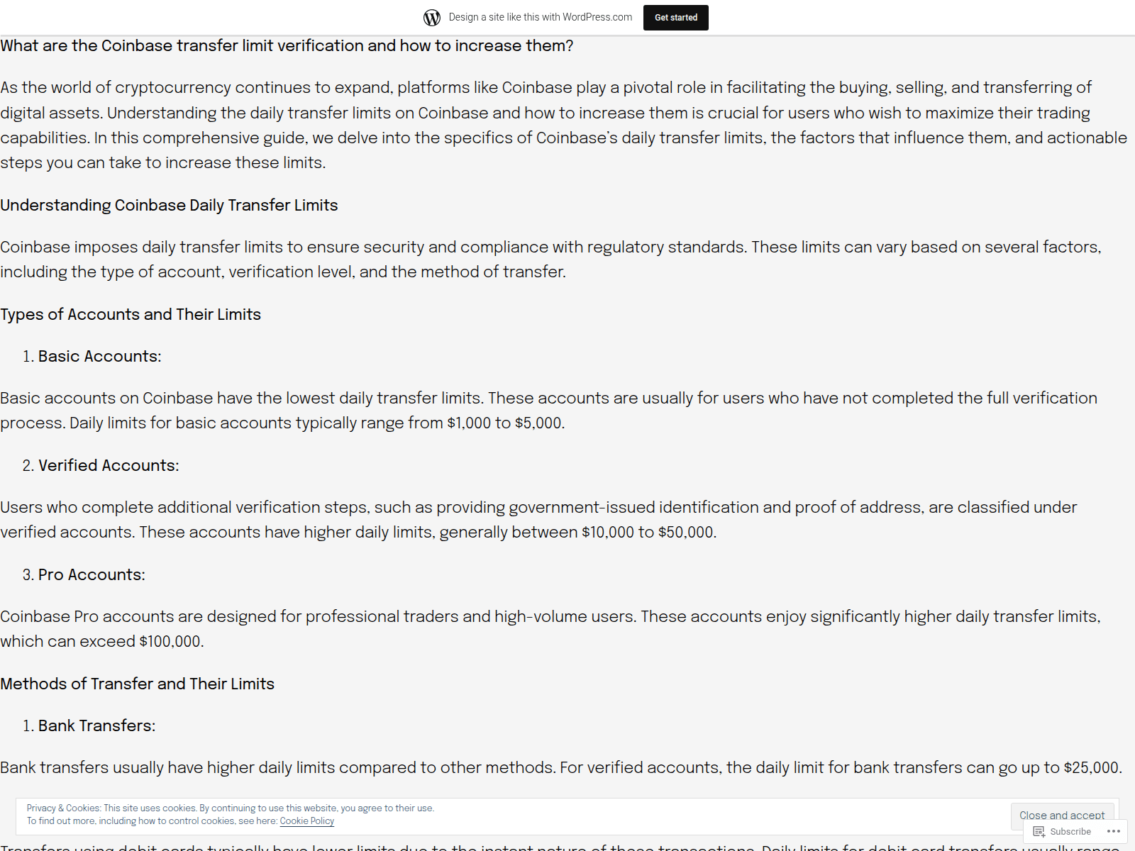 Screenshot of increasecoinbasetransferlimit.wordpress.com