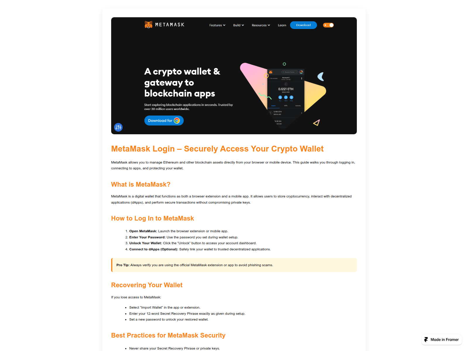 Screenshot of secure-metamask-com.framer.website