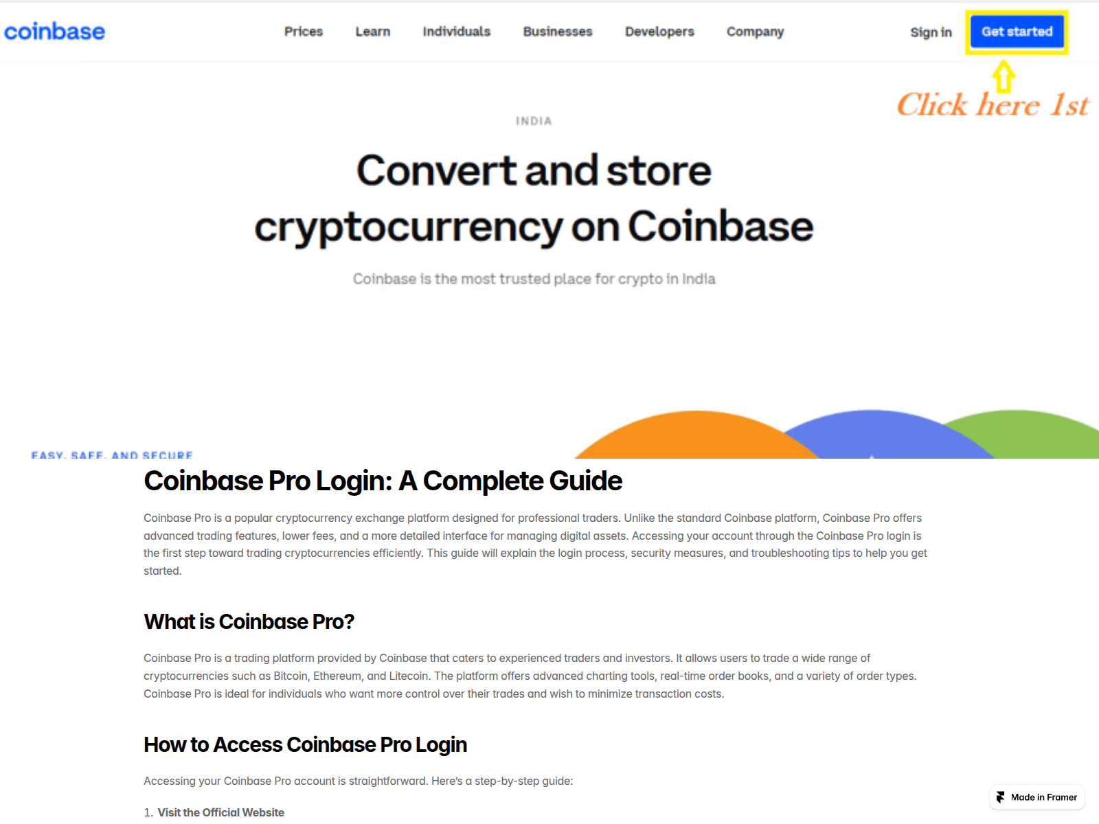 Screenshot of coinbaseprologen.framer.website