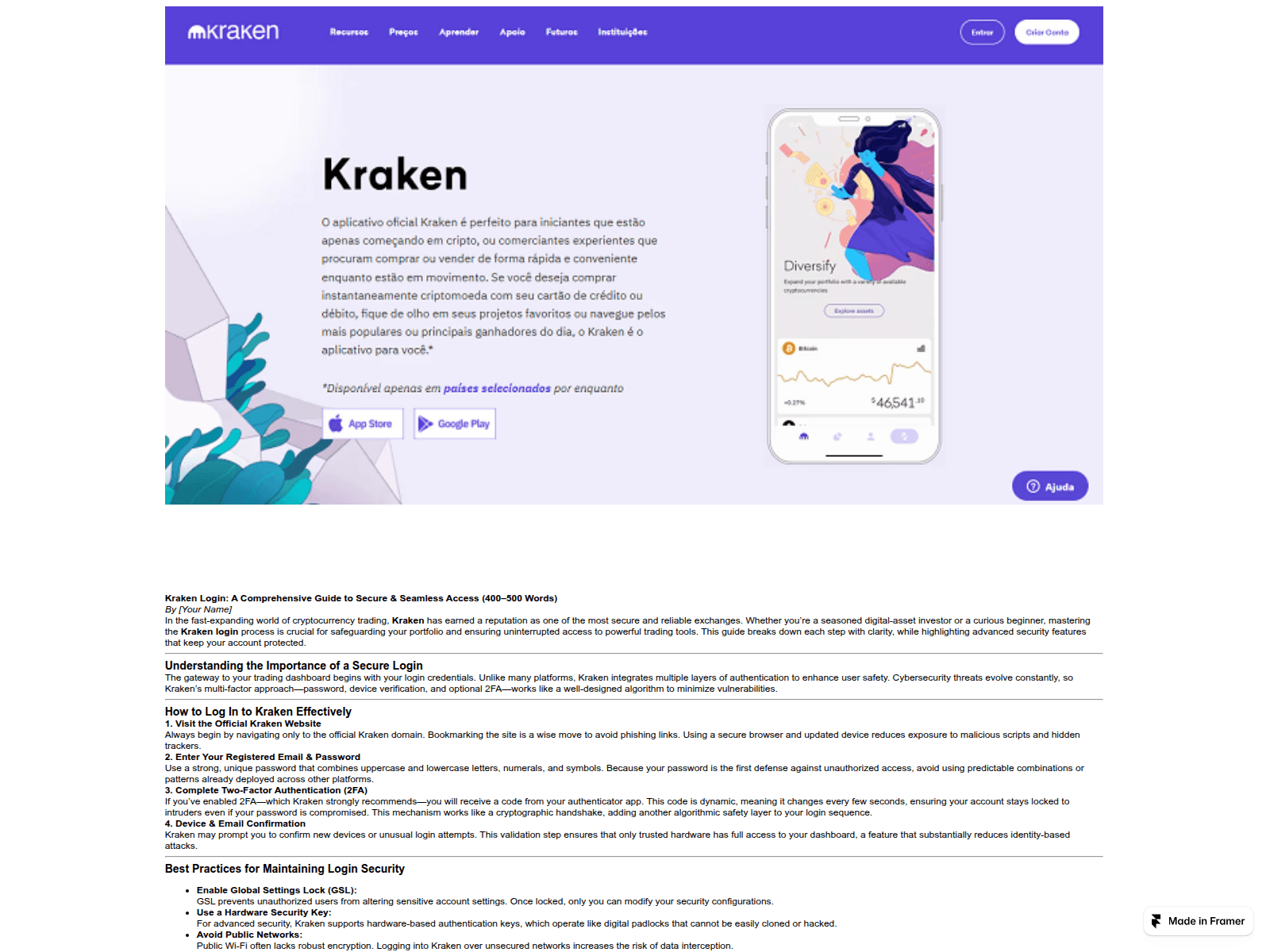 Screenshot of secure-krakun-app.framer.website