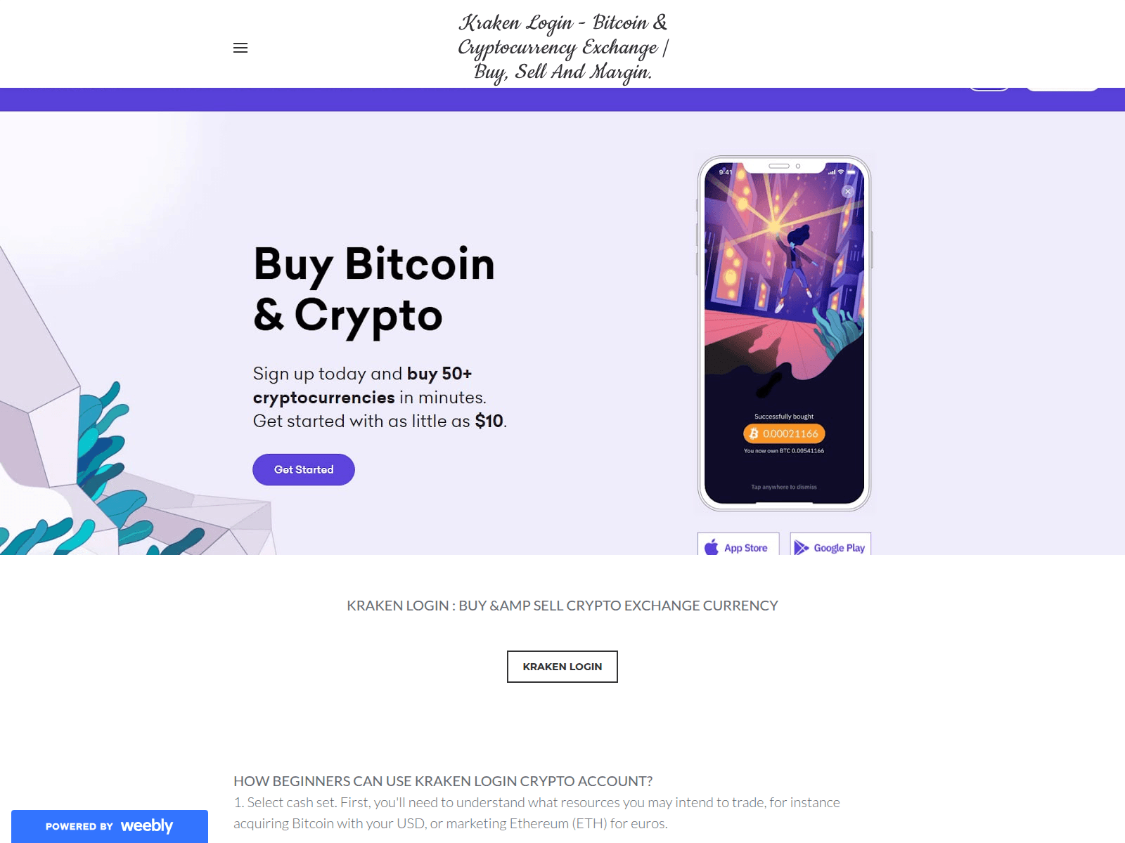 Screenshot of krakenlogin.weebly.com