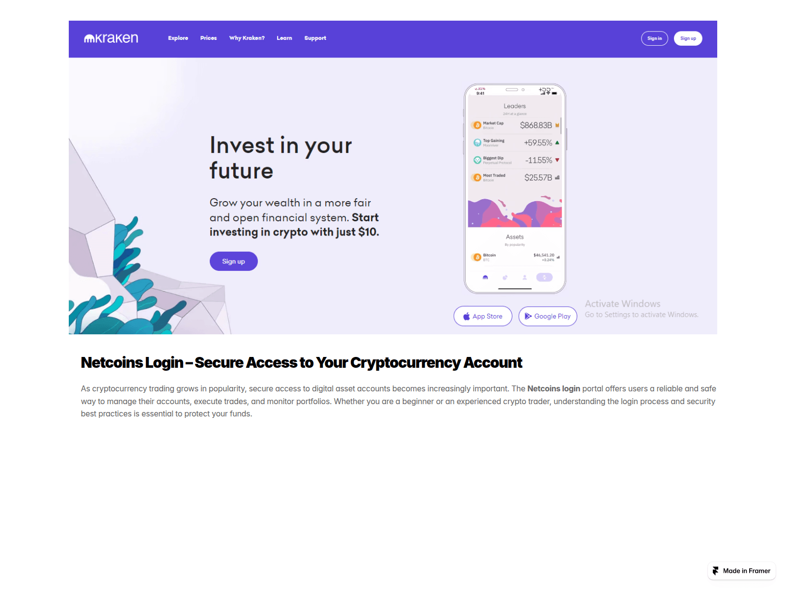 Screenshot of secure-krakken-logn.framer.website