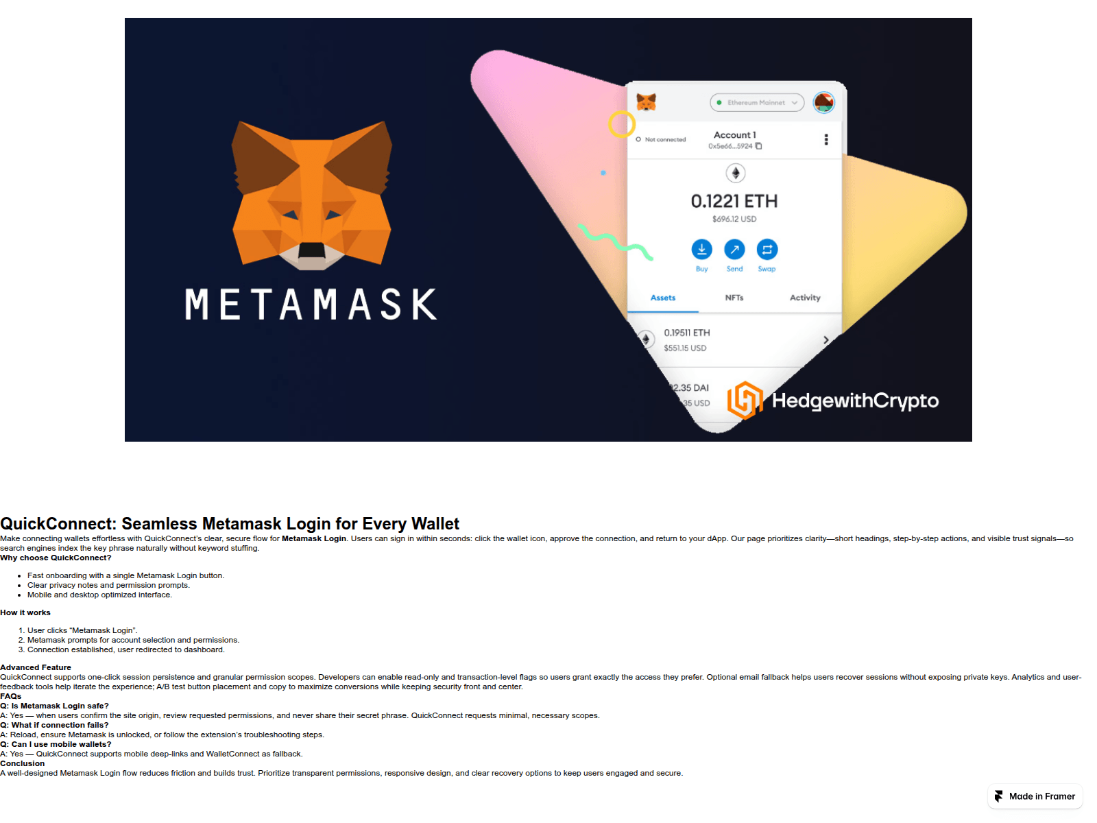 Screenshot of login-web-metamask.framer.ai