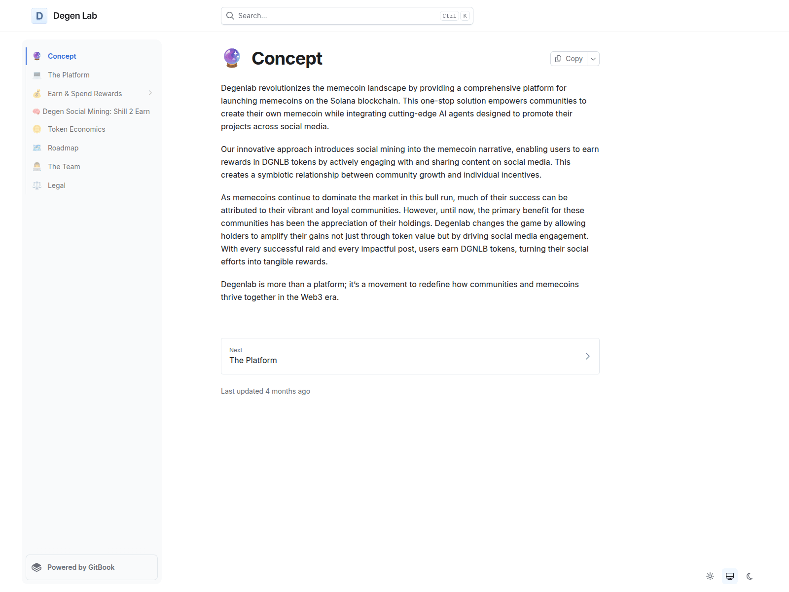 Screenshot of degenlab-whitepaper.gitbook.io