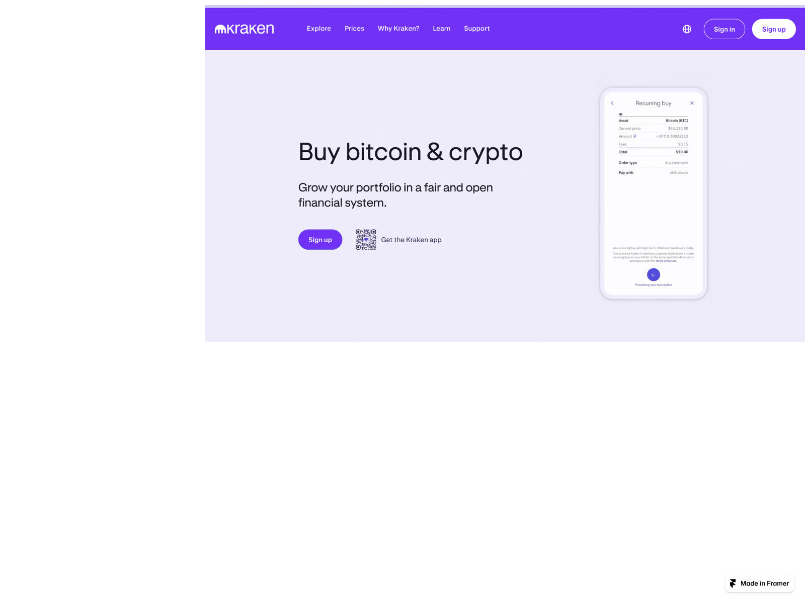 Screenshot of authd-kraken-website.framer.ai