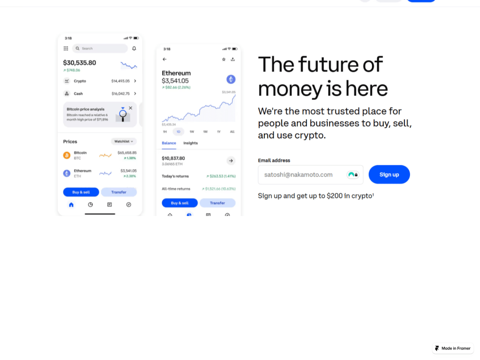 Screenshot of auth-coinbasepro.framer.ai