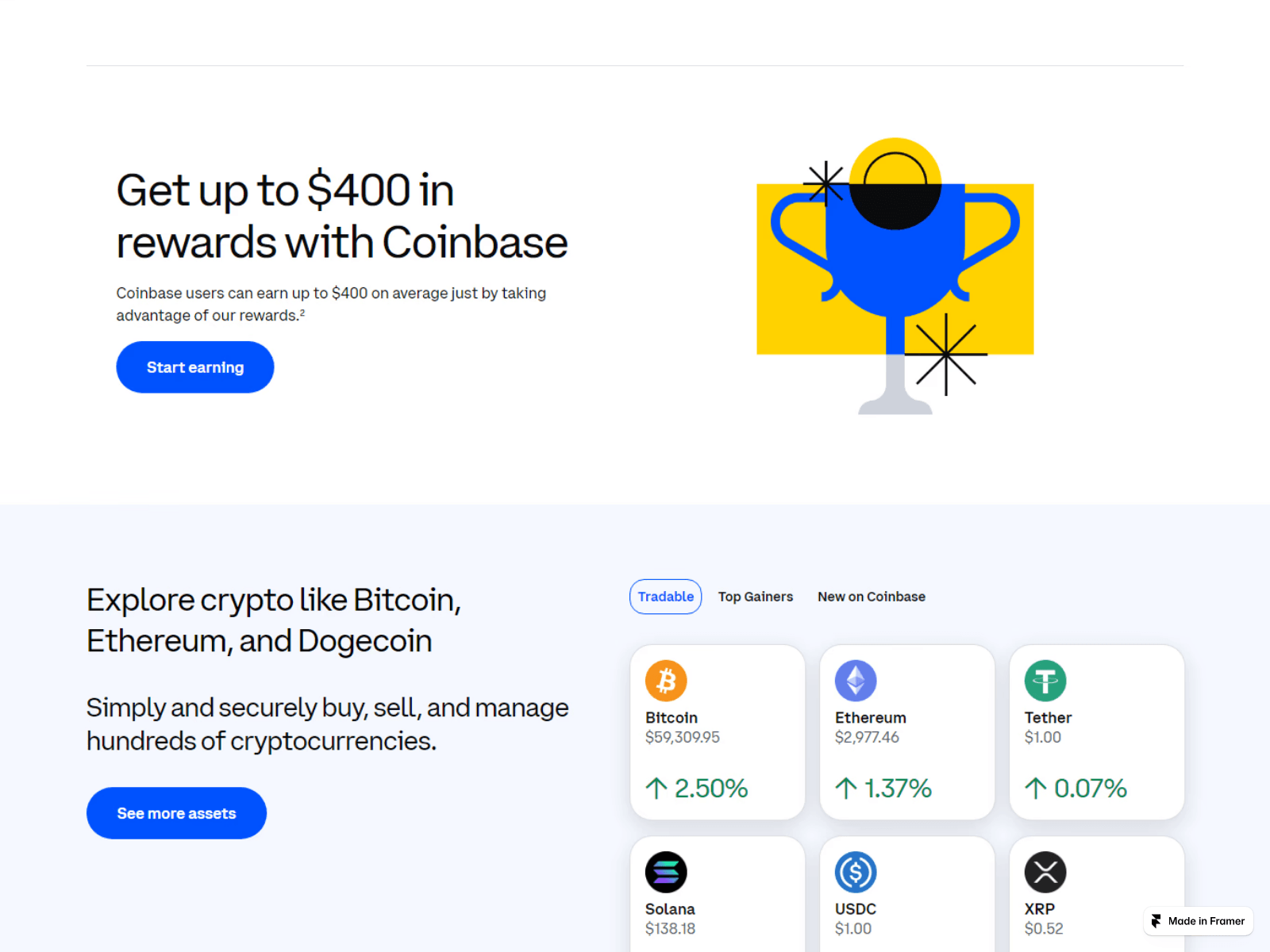 Screenshot of home-coinbsepro-auth.framer.ai